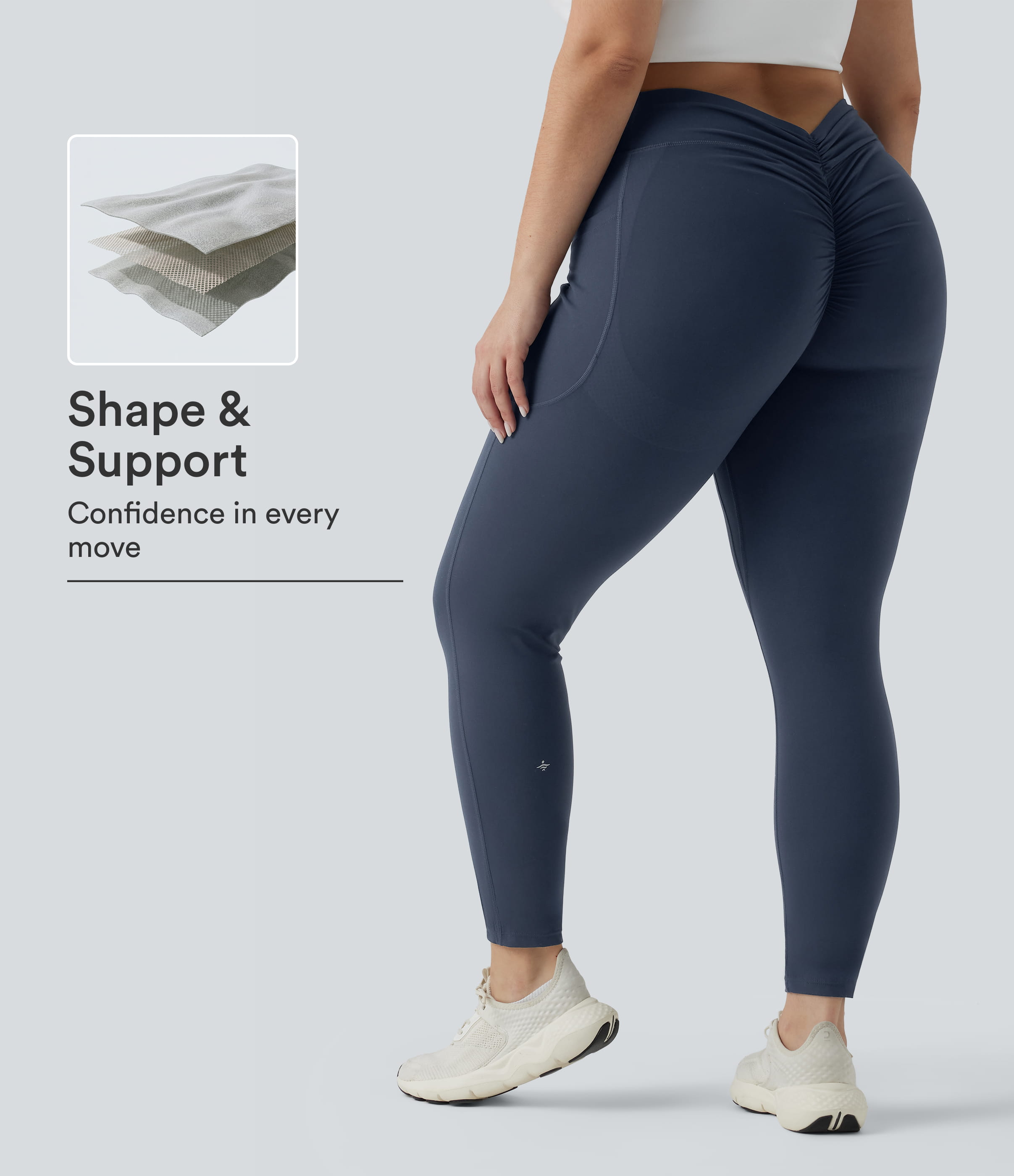 Plus Size Halara UltraSculpt™ High Waisted Tummy Control Butt Lifting Ruched Yoga Leggings with Pockets