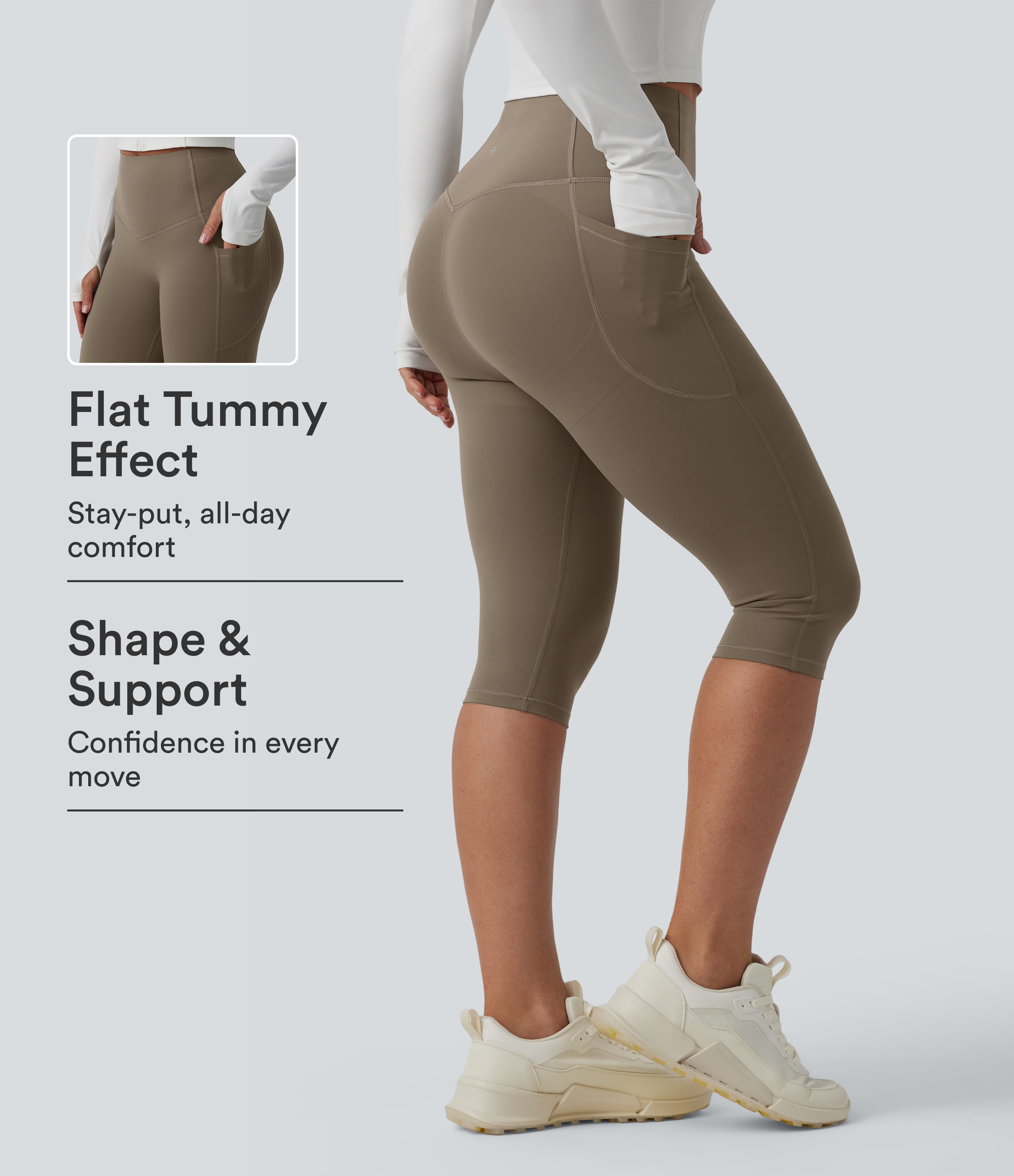 Halara UltraSculpt™ High Waisted Butt Lifting Tummy Control Pedal Pushers Shaping Training Leggings with Pockets