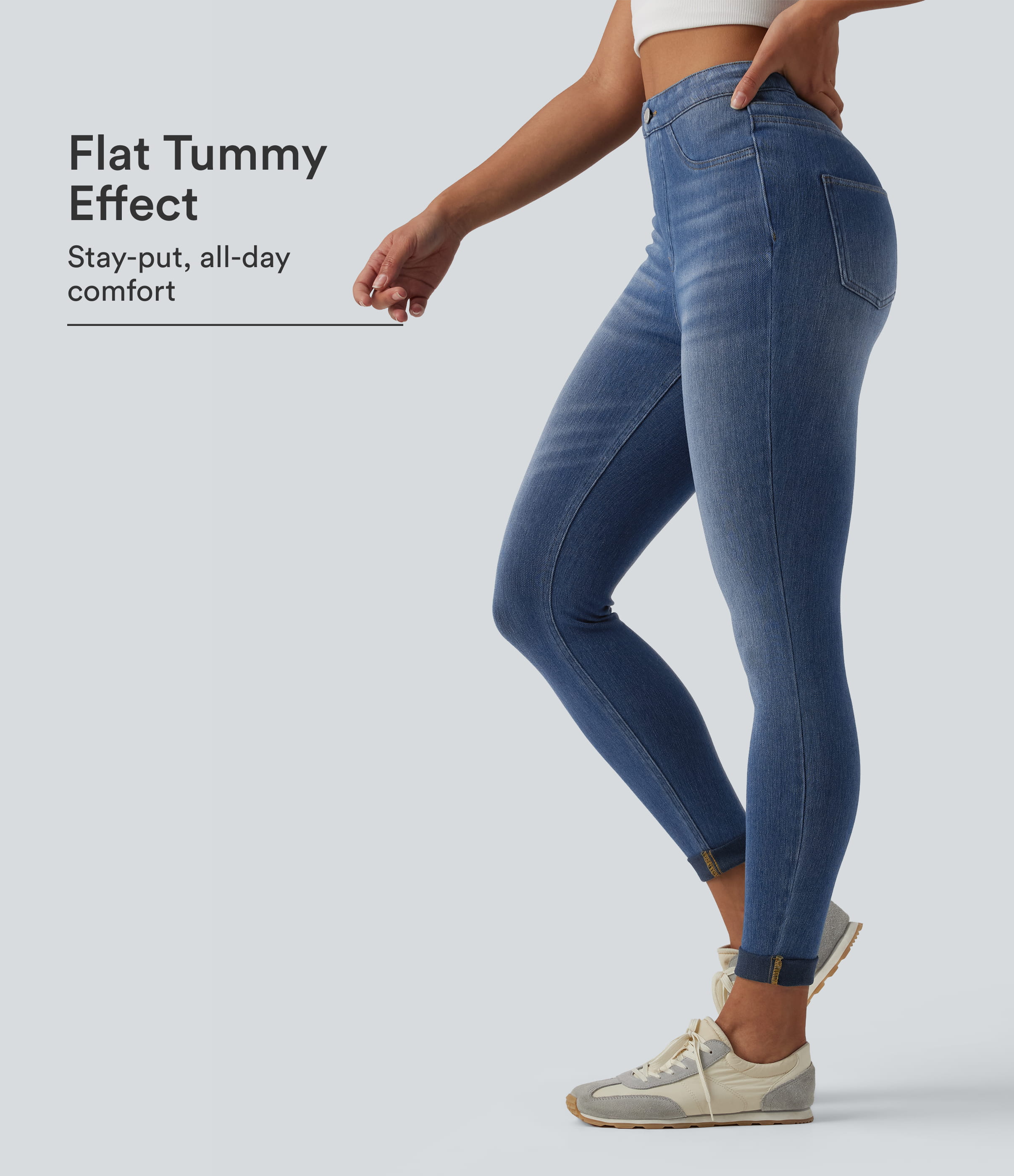 Leggings en denim décontractés Halara Flex™ taille haute gainants avec poches