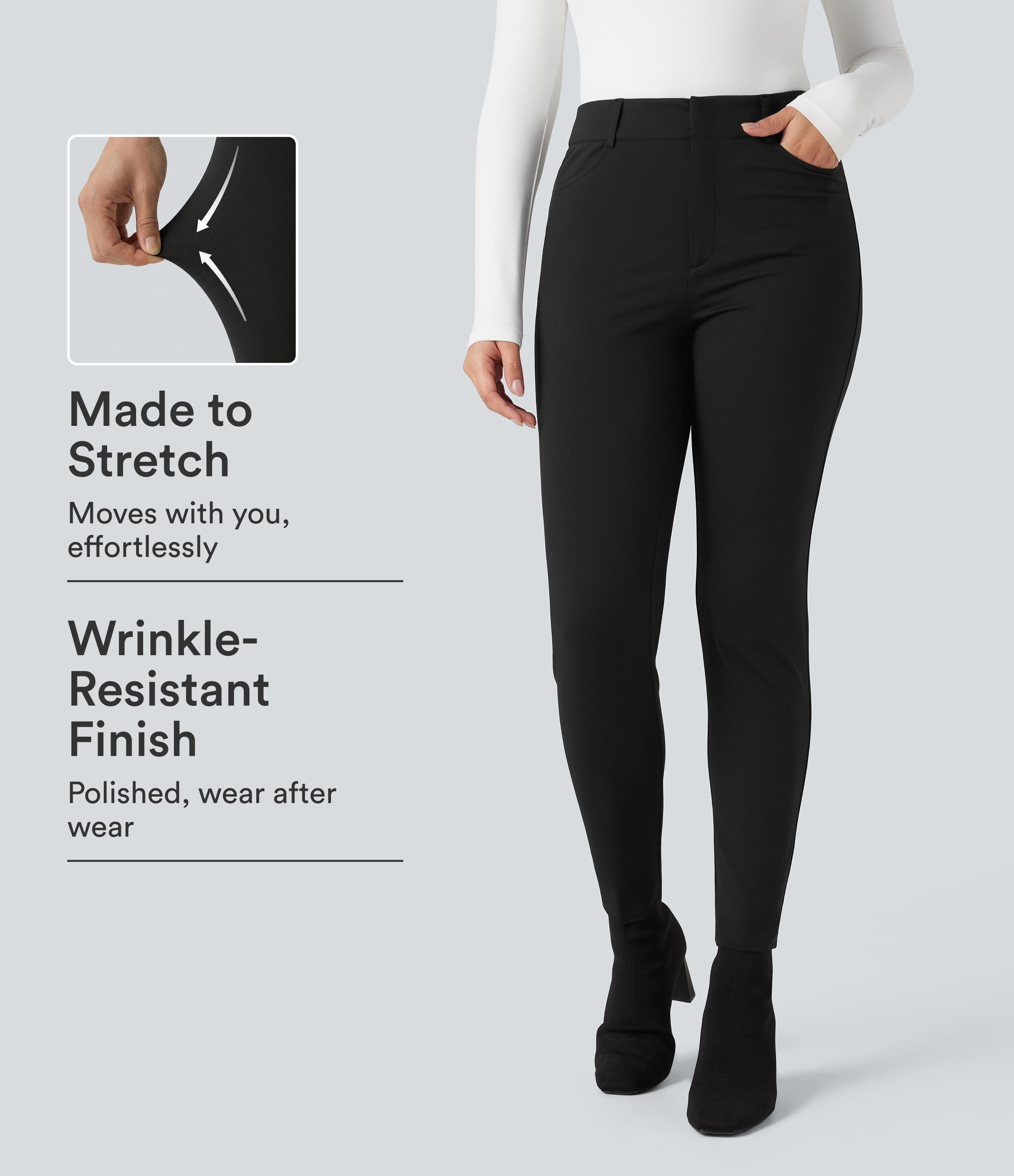 Halara Flex™ High-waisted Skinny Herringbone Work Pants with Pockets