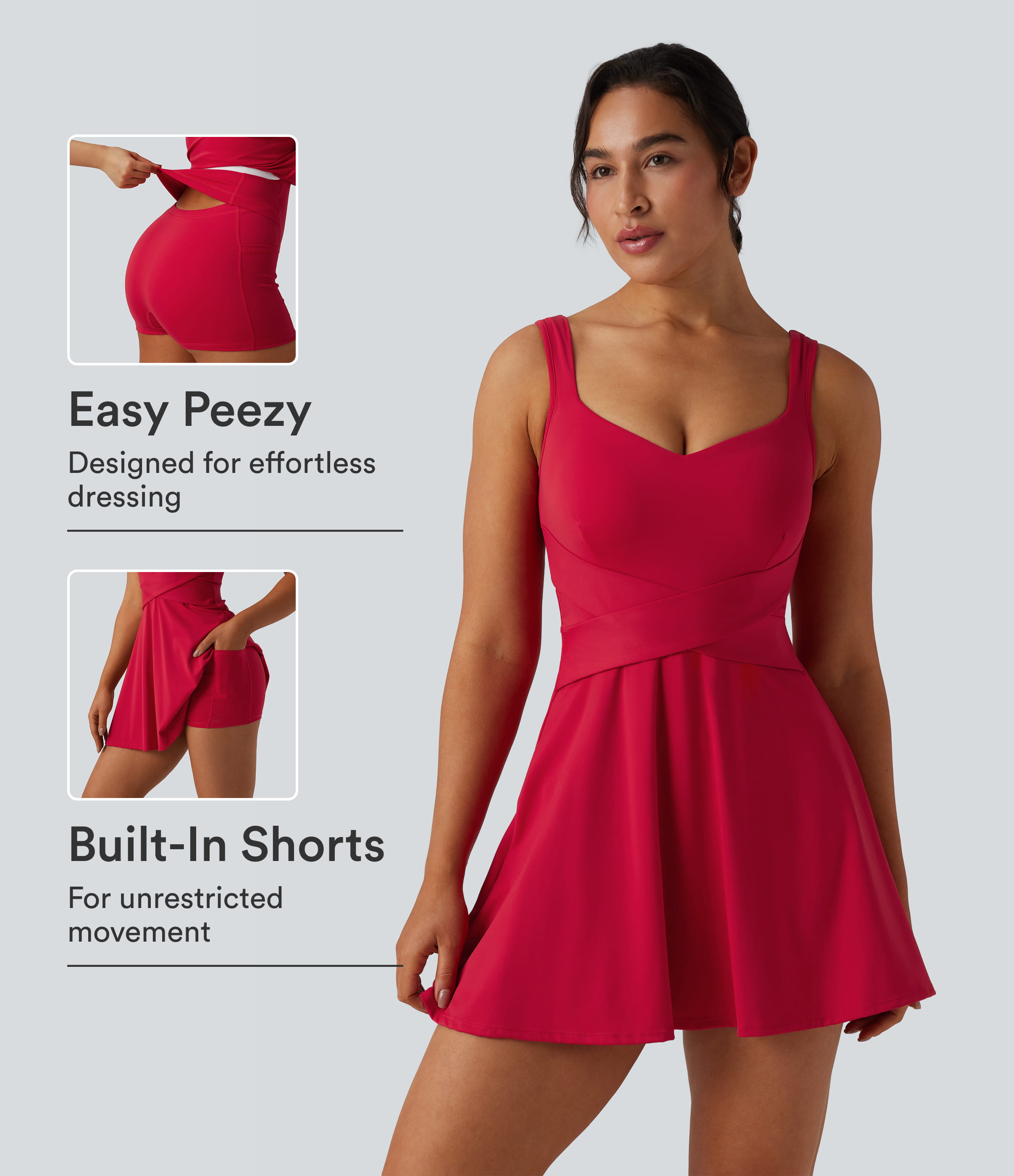 SoftlyZero™ Airy 2-in-1 Cool Touch Mini Tennis Active Dress with Pocket-Easy Peezy Edition-UPF50+