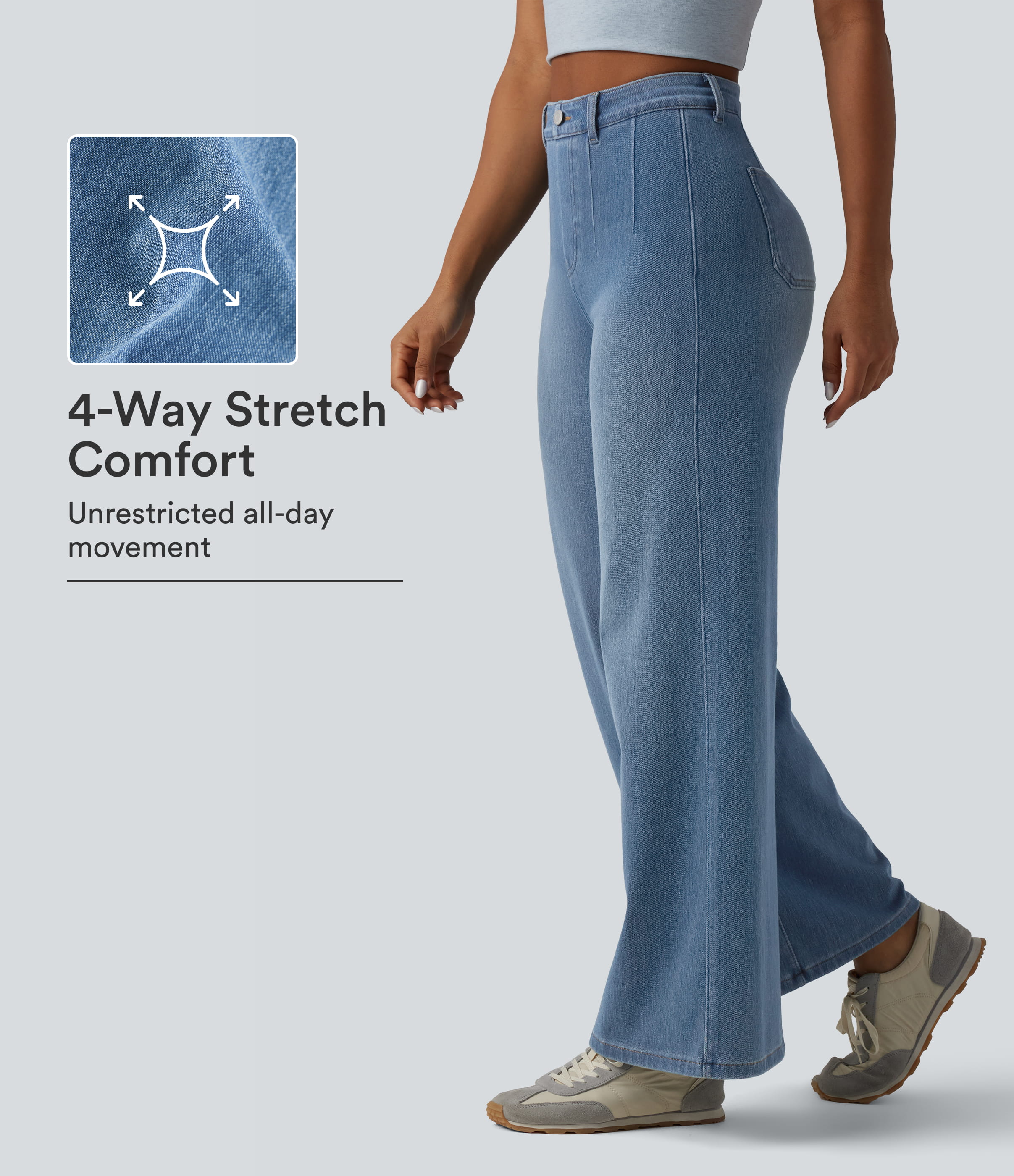 Jean décontracté Halara Flex™ Curvy taille haute gainant à jambes larges avec poches