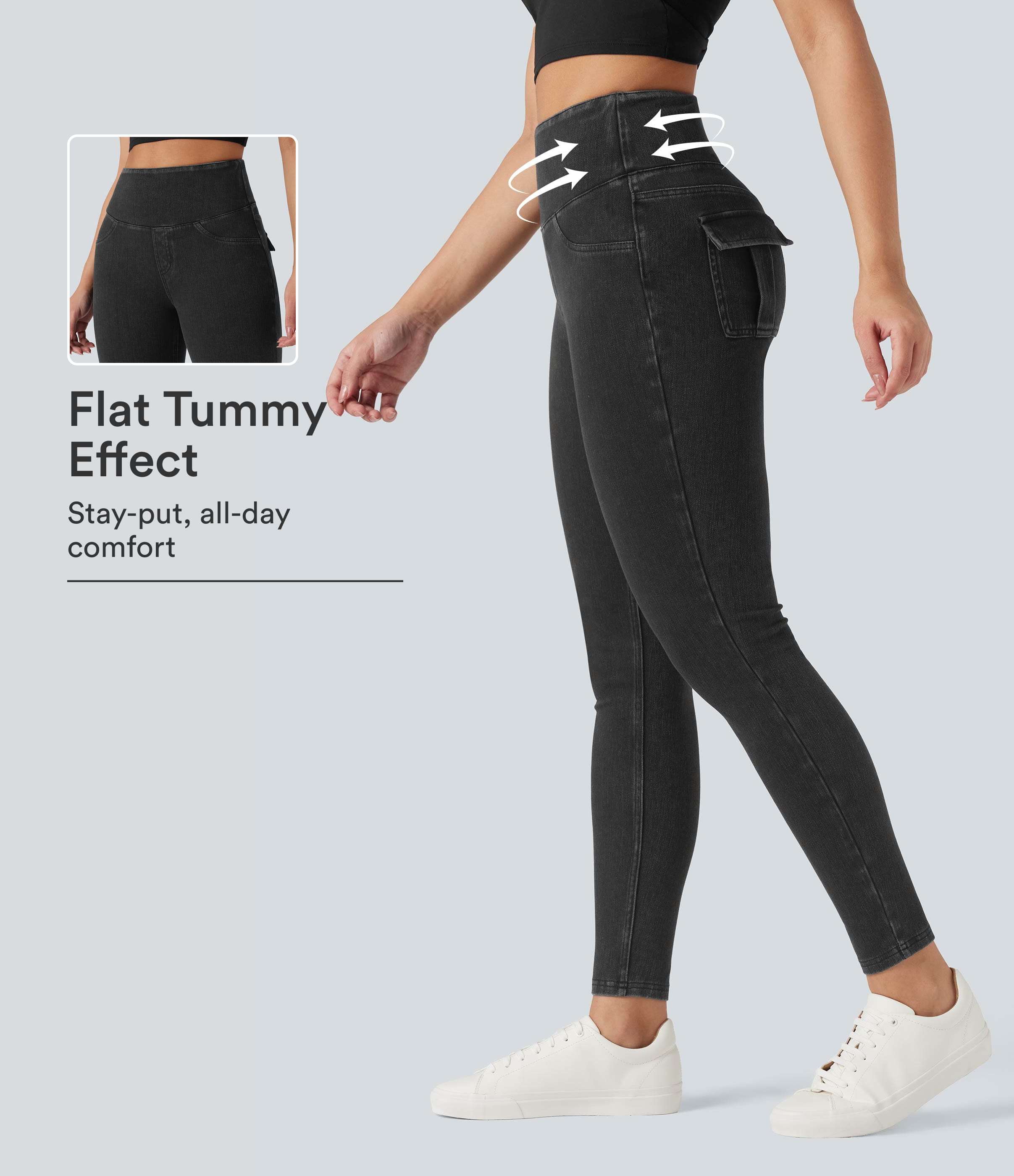 Leggings en denim décontractés Halara Flex™ taille haute gainants avec poches