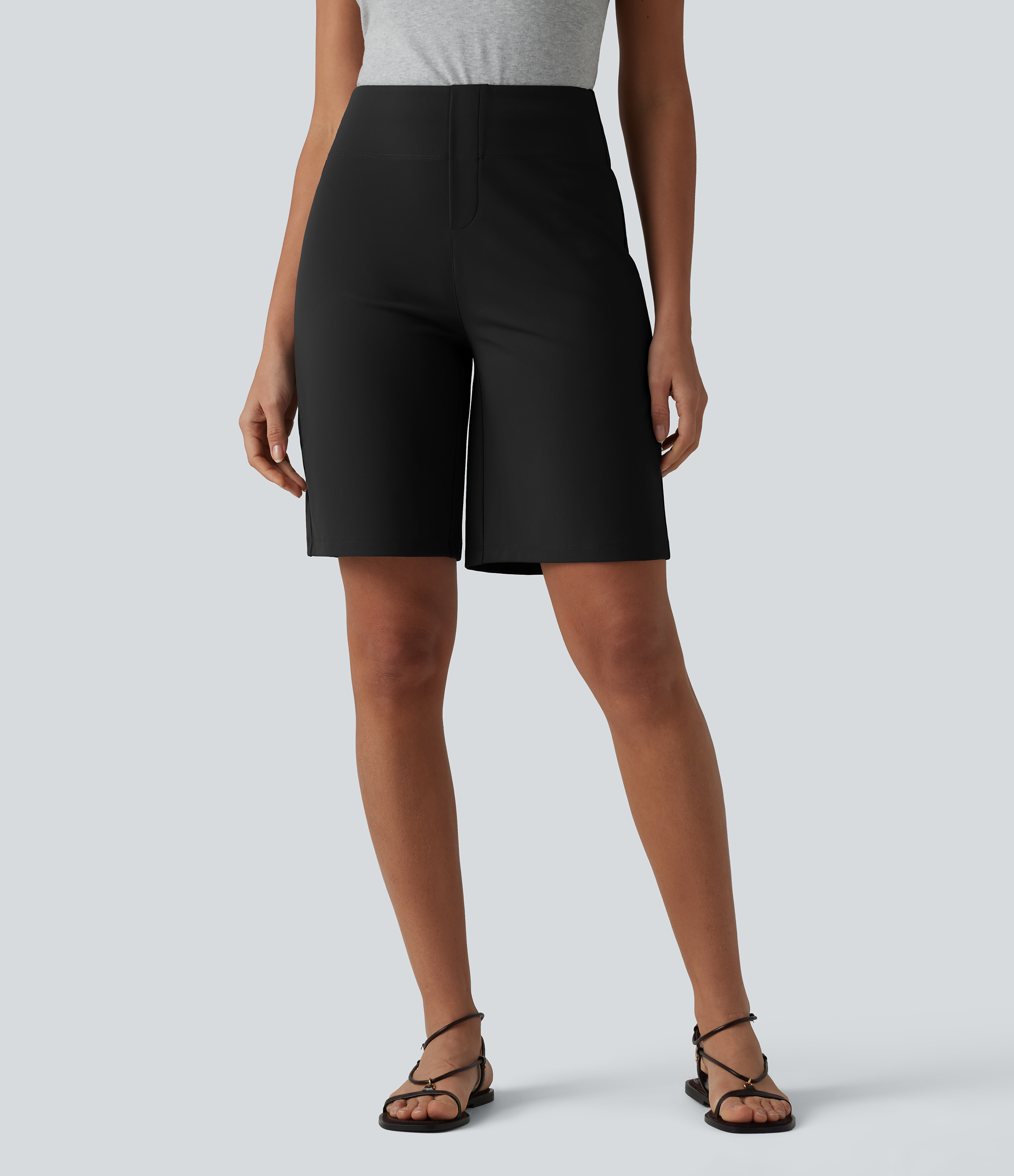 DayStretch High Waisted Work Bermuda Shorts with Pockets