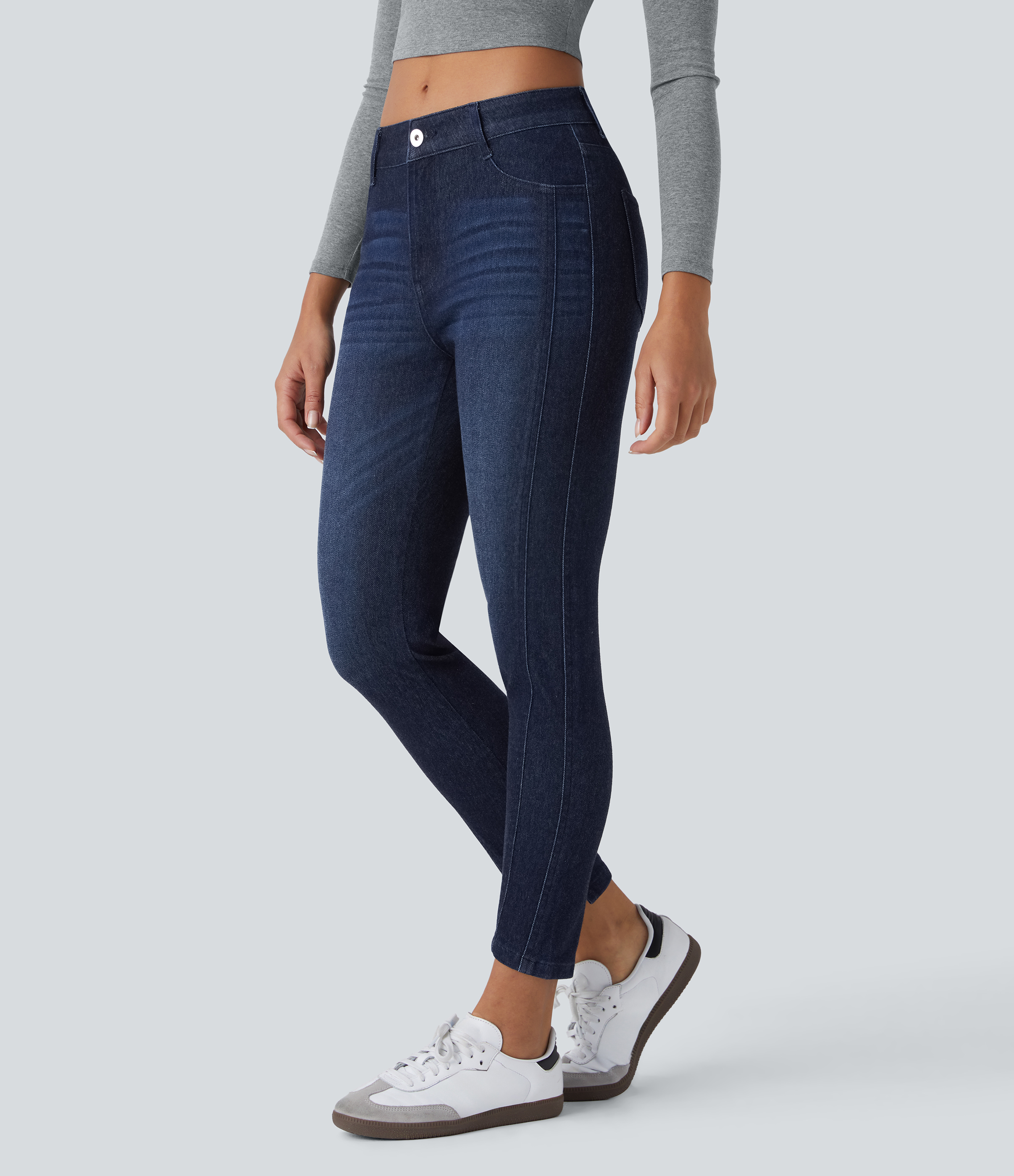Halara Flex™ Mid Low Rise Zipper Pockets Women Casual Skinny Denim Jeans