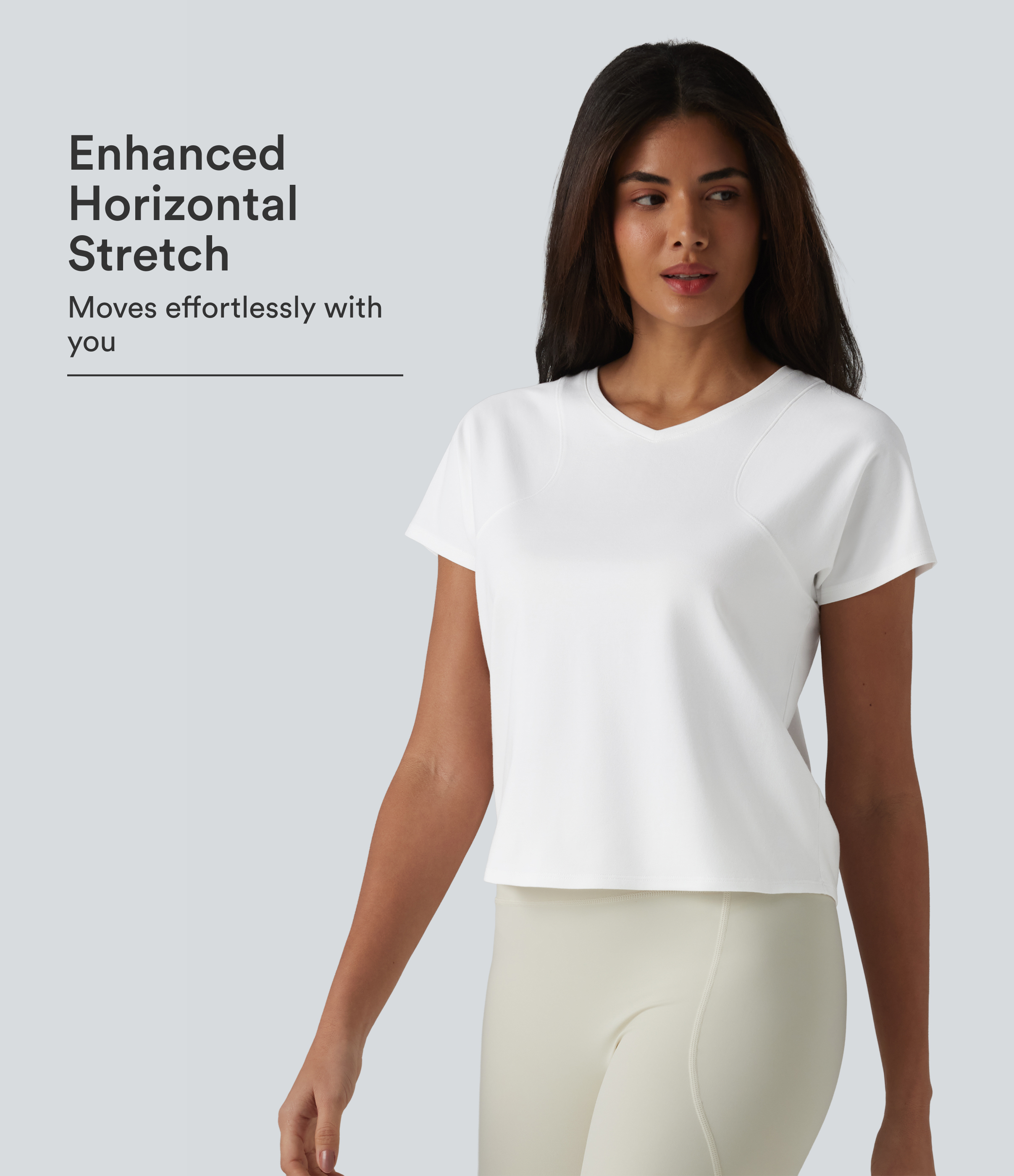 V-neck Raglan Short Sleeve Relaxed Yoga Cotton Sports Top