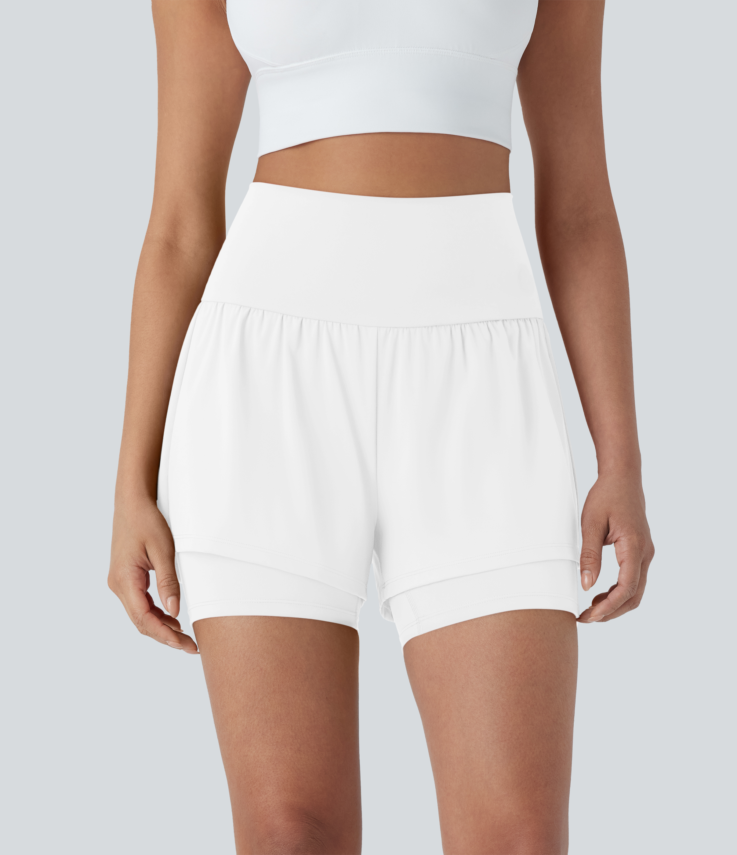 SoftlyZero™ Short de Yoga Aérien Taille Haute Super 2-en-1 Cool Touch de 5 pouces avec Poches