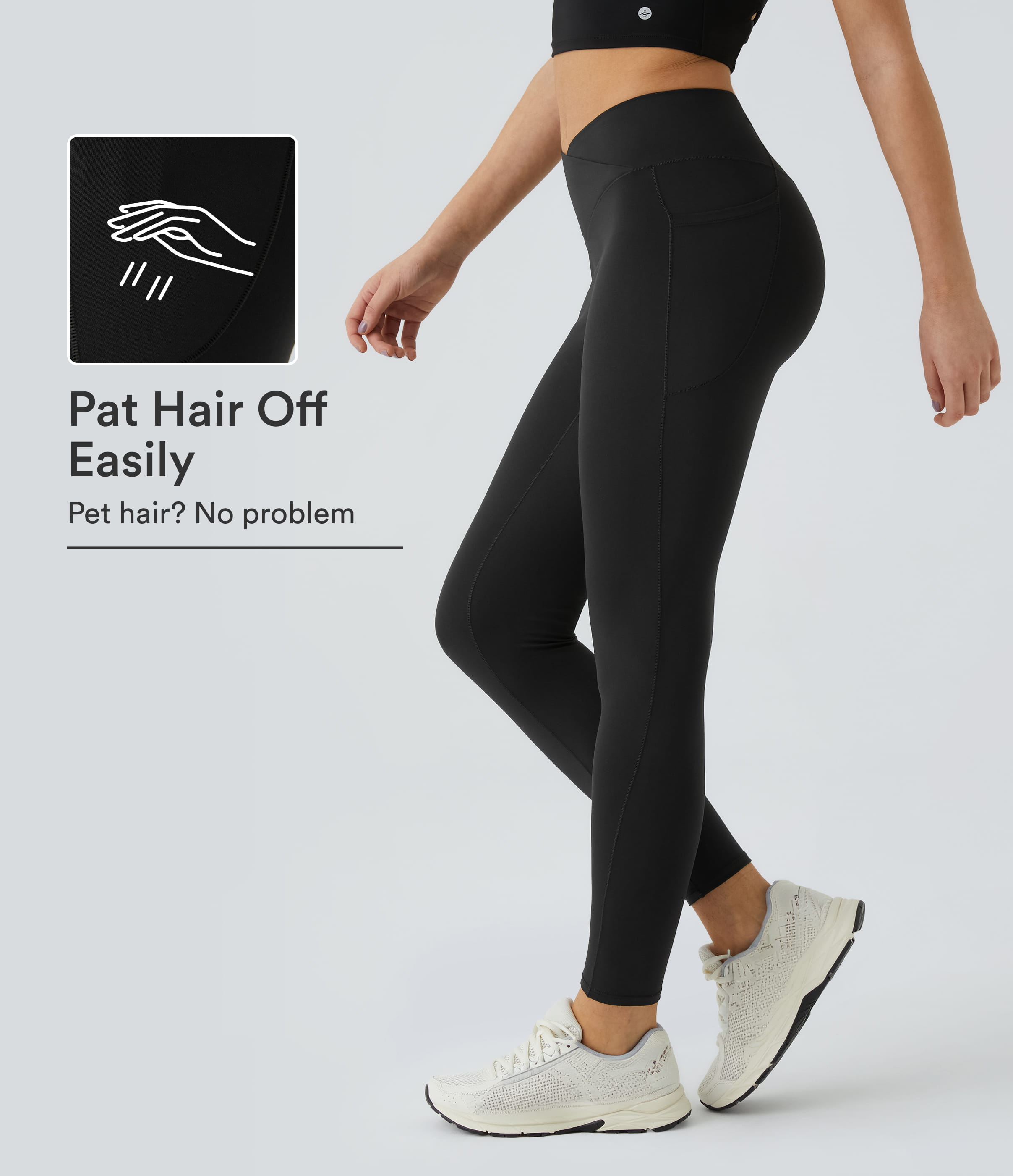 Patitoff™ 2.0 Pet Hair Resistant High Waisted Crossover Side Pocket Yoga Leggings