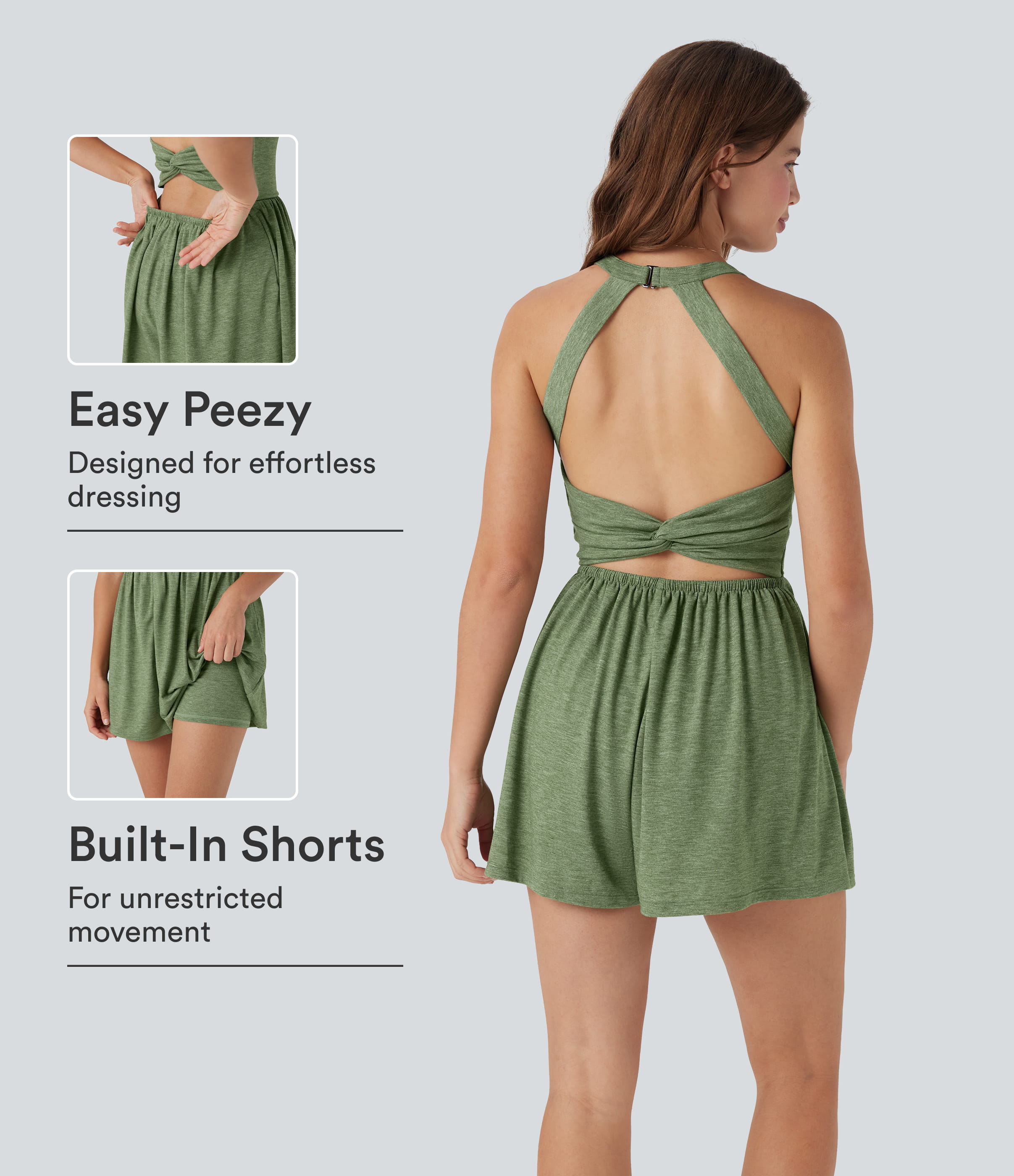 Padded 2-in-1 Romper with Pockets-Easy Peezy Edition