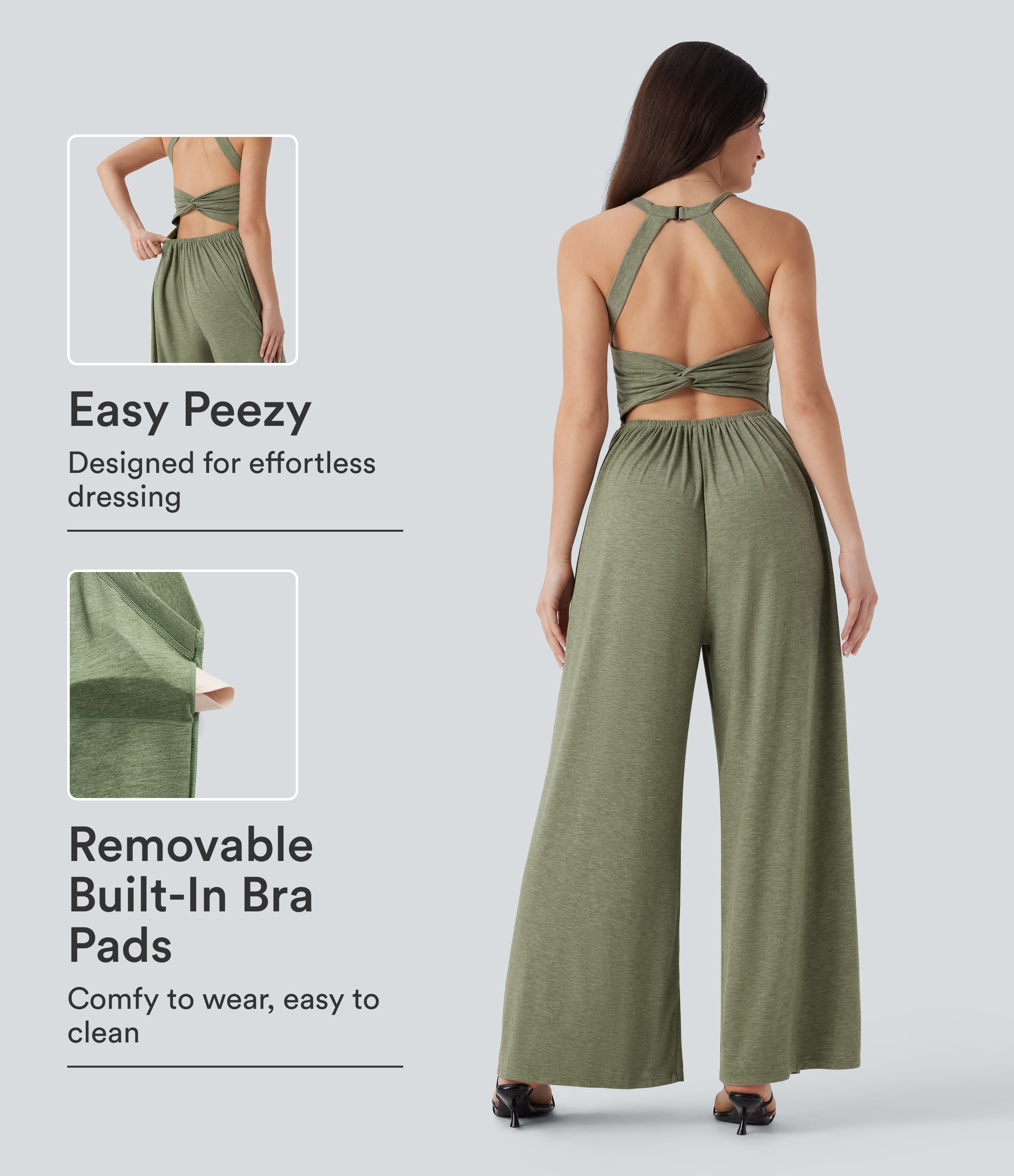 Built-in Bra Wide Leg Casual Jumpsuit with Pockets-Easy Peezy Edition
