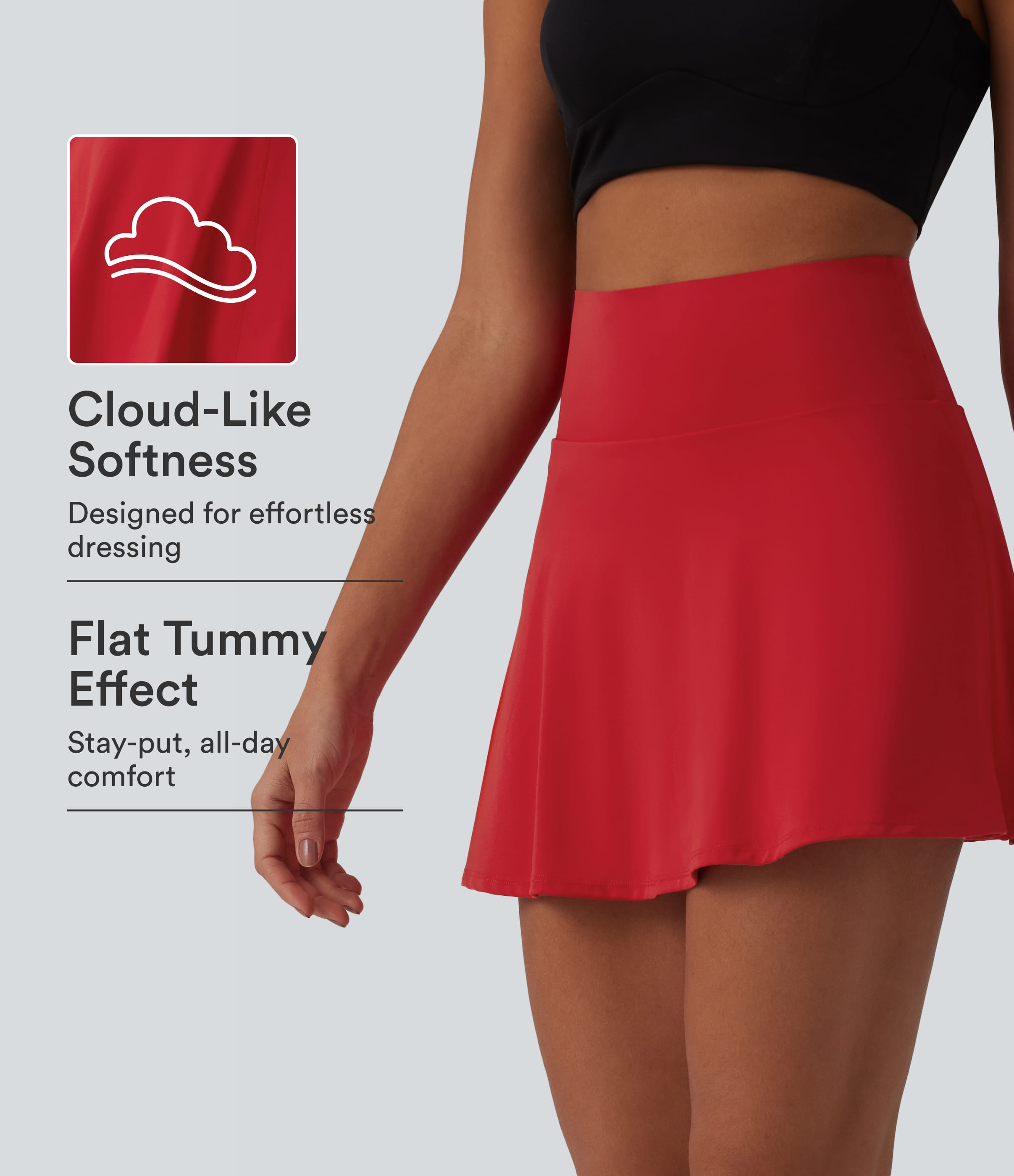 SoftlyZero™ Airy High Waisted Tummy Control 2-in-1 Cool Touch Mini Tennis Skirt with Pockets-UPF50+