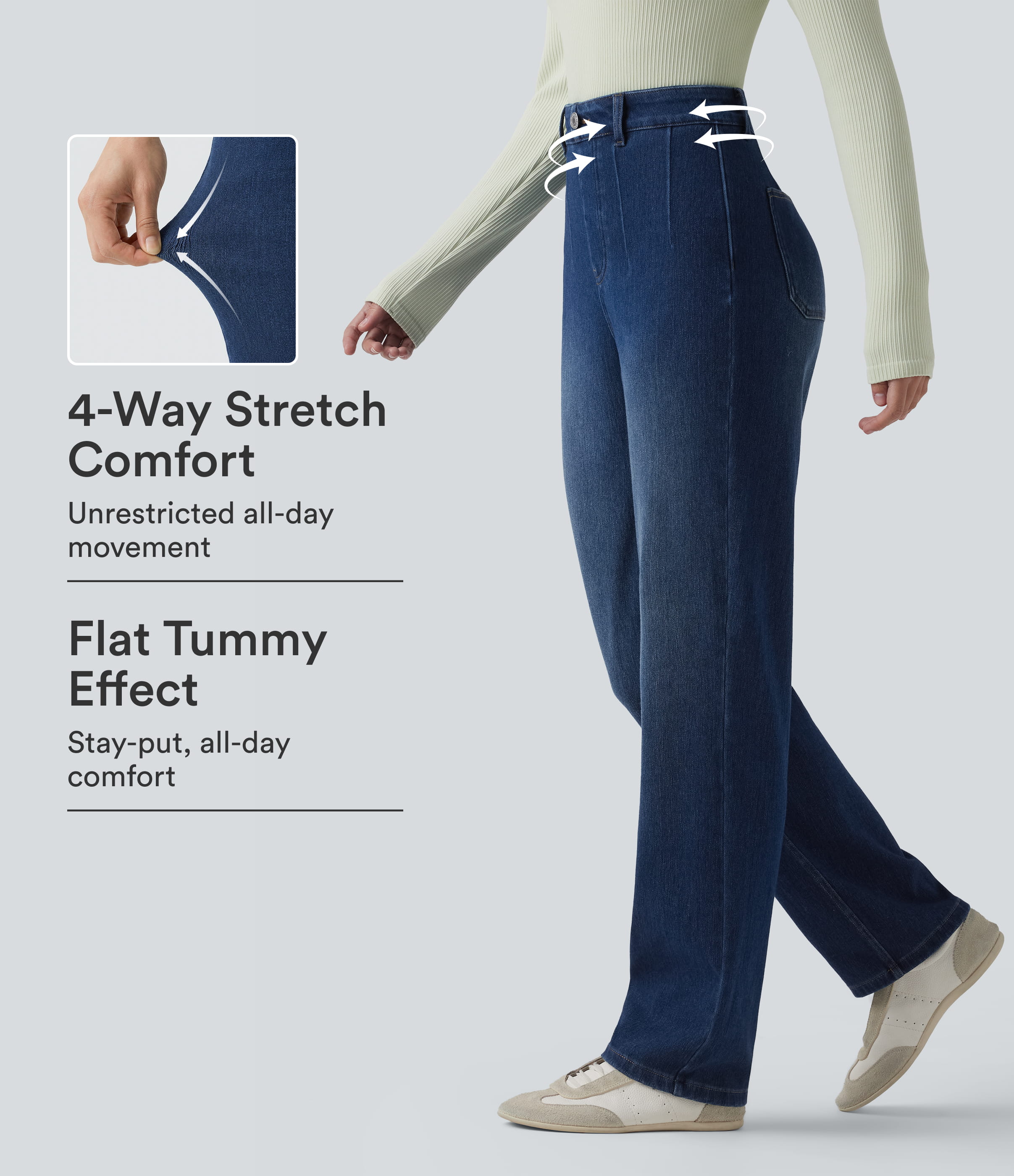 Halara Flex™ High Waisted Tummy Control Straight Leg Casual Jeans with Pockets