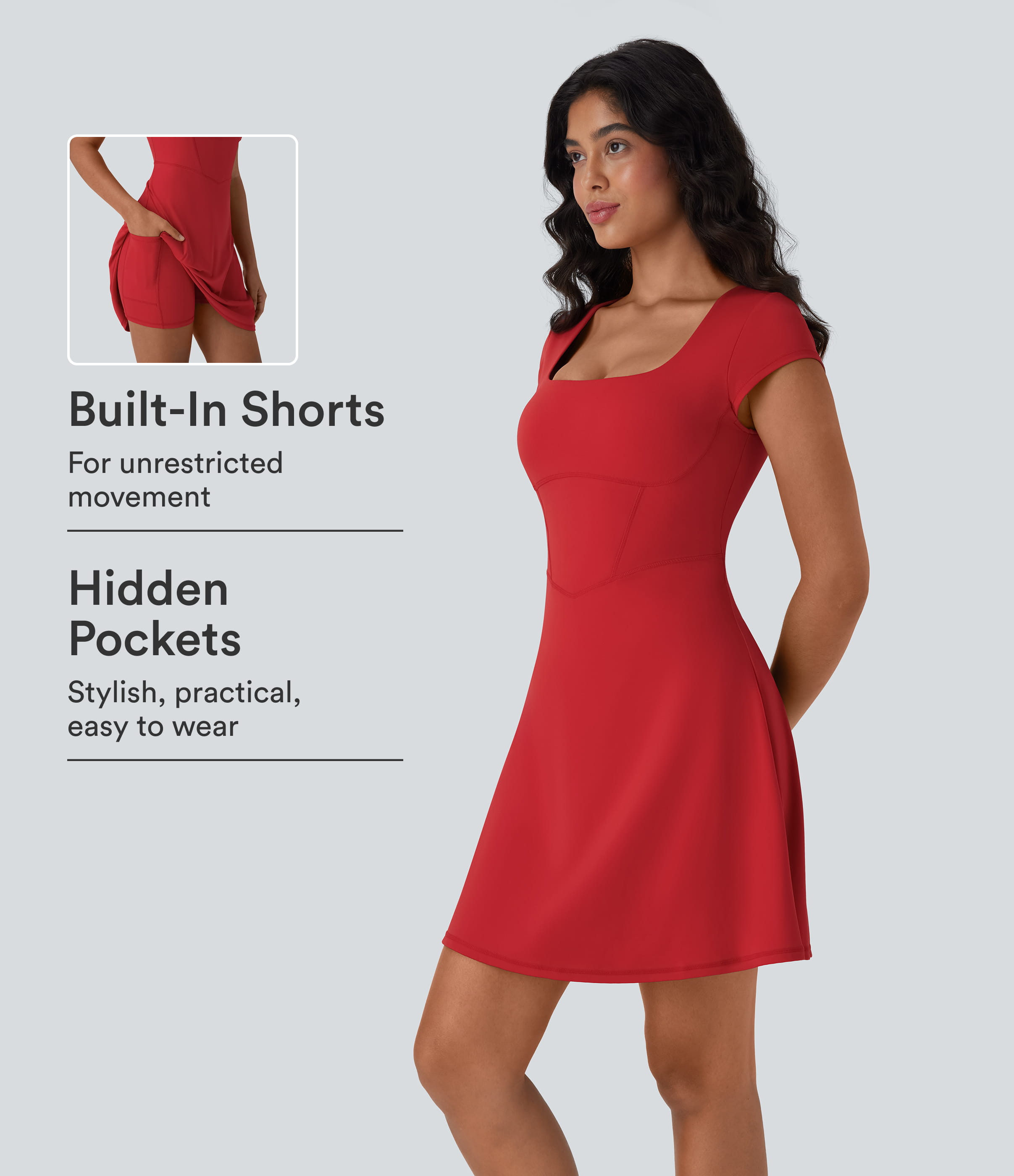 SoftlyZero™ Plush Square Neck Corset 2-in-1 Mini Casual Dress with Pocket