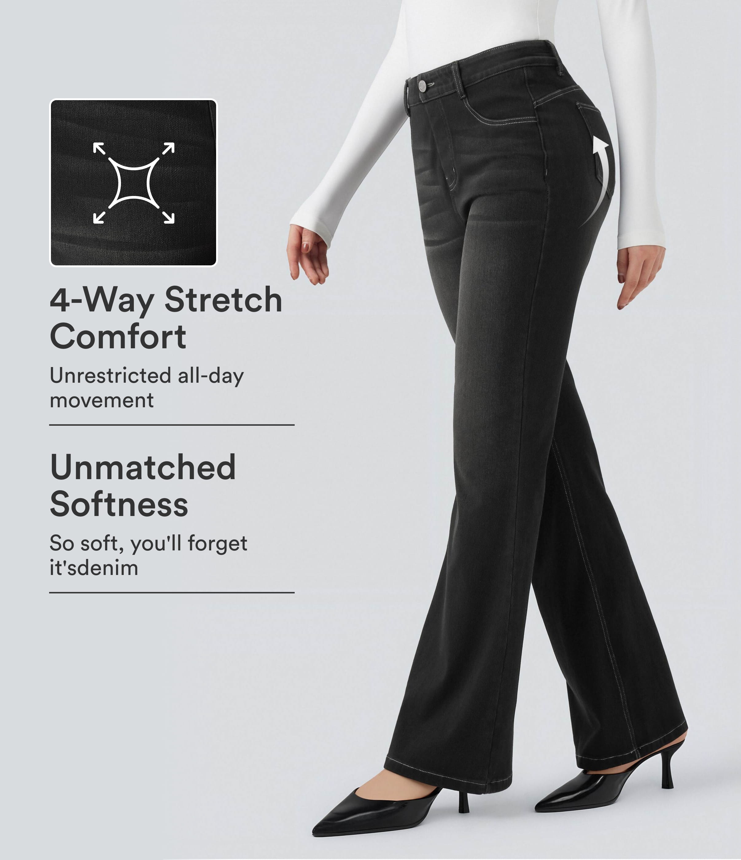 Halara Flex™ High Waisted Tummy Control Butt Lifting Denim Casual Bootcut Leggings with Pockets