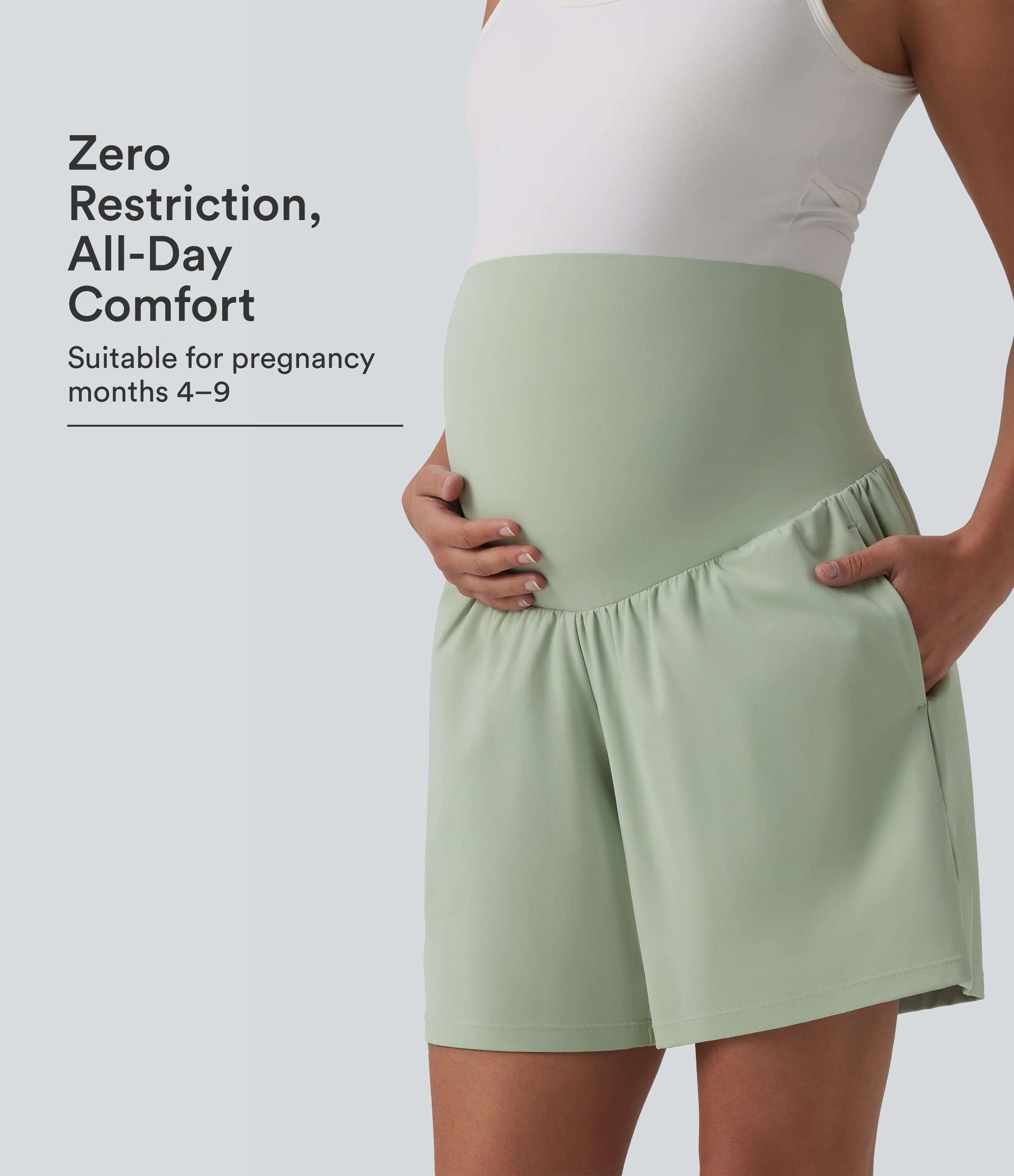Softlyzero™ Airy Shorts premamá de yoga 2-en-1 de talle súper alto con tacto fresco, 7'' con bolsillos