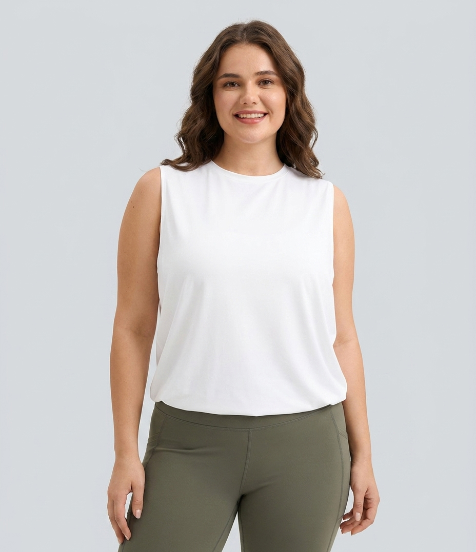 Plus Size Round Neck Cool Touch Yoga Tank Top-UPF50+