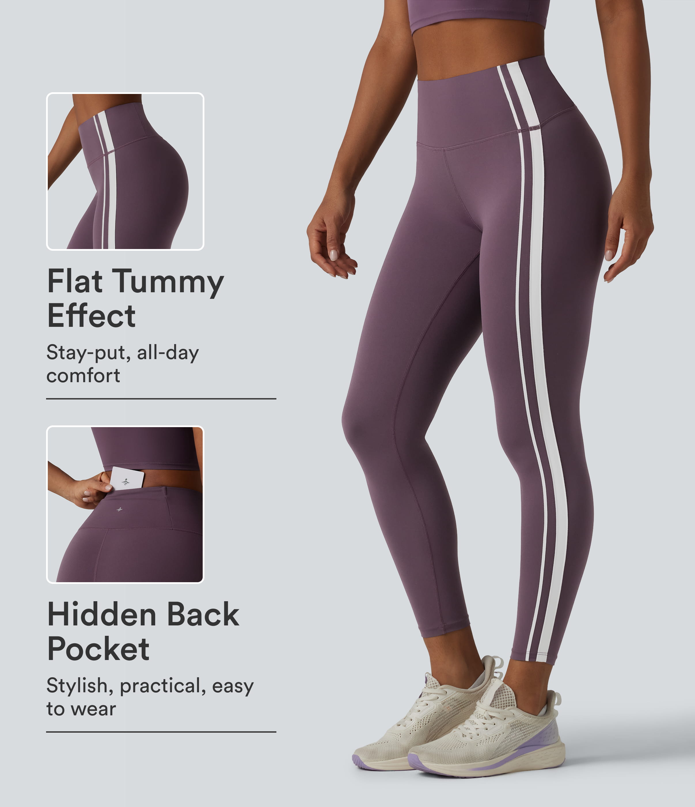 Halara UltraSculpt™ High Waisted Tummy Control Side Stripe Yoga Leggings with Pocket
