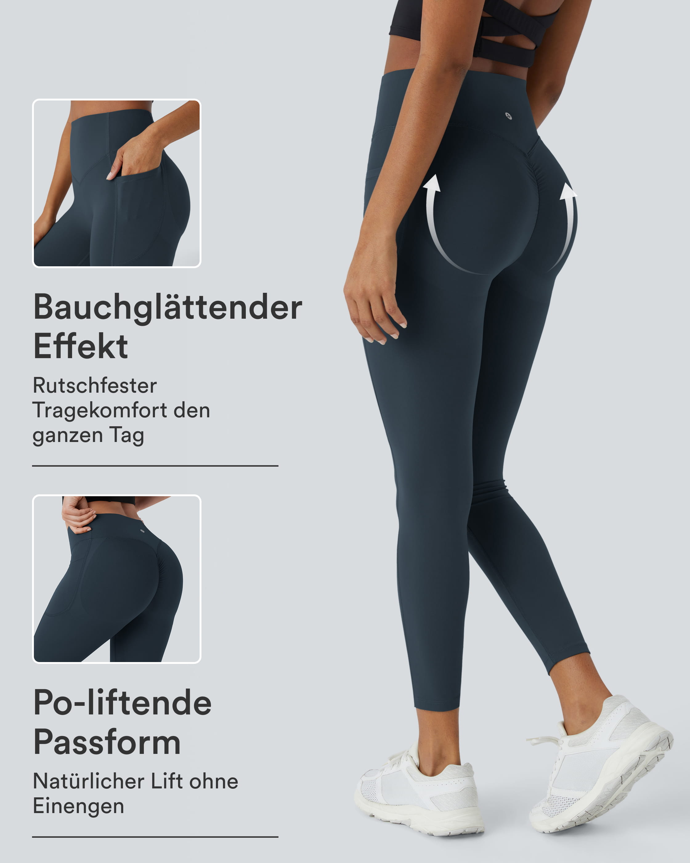 Halara UltraSculpt™ - Formende Workout-Leggings mit hohem Bund, Seitentaschen, Booty-Scrunch und Bauchkontrolle