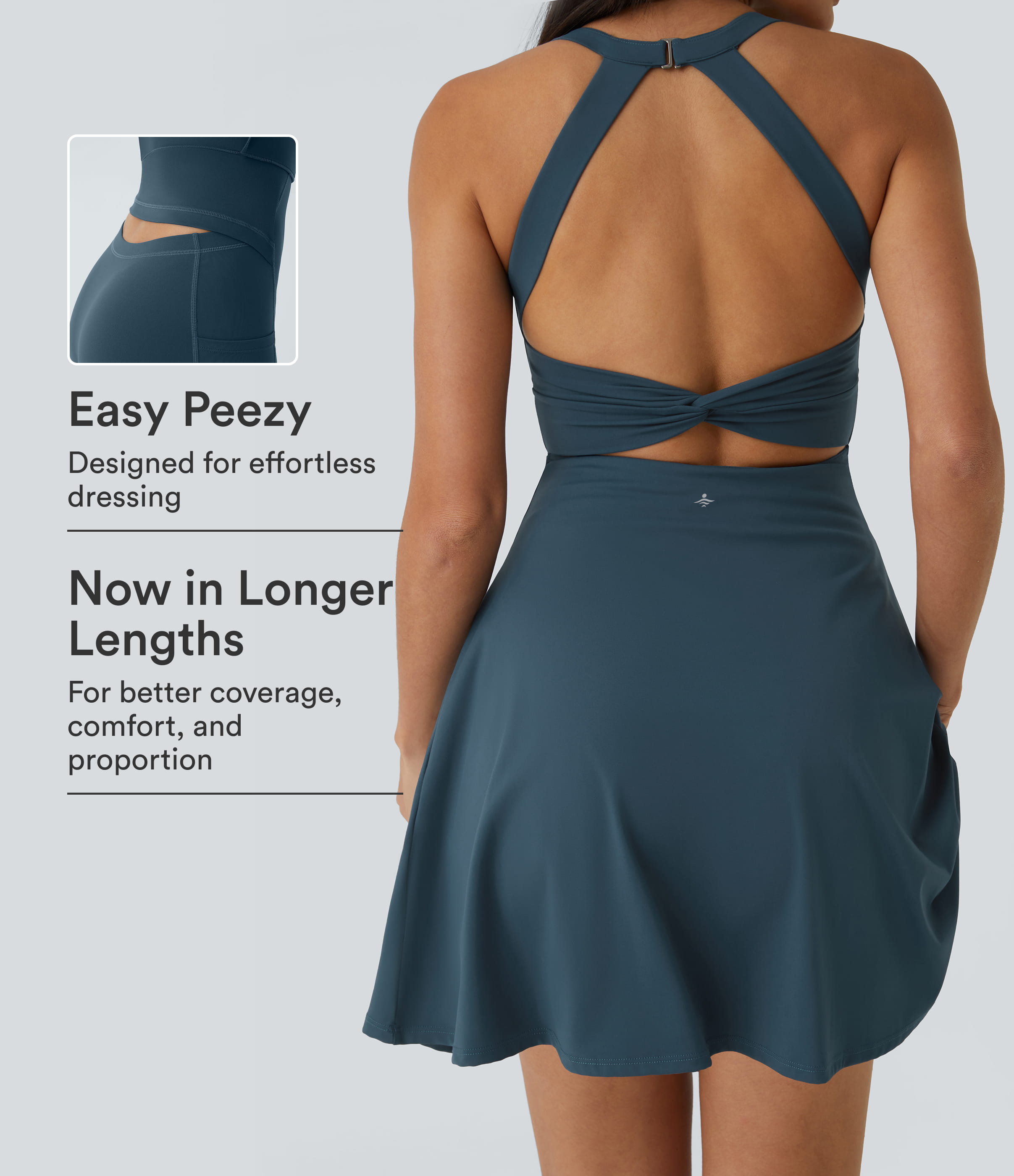 SoftlyZero™ Airy Backless Twisted Flare Low Support Dance Active Dress-Longer Length-Easy Peezy Edition A-C Cups