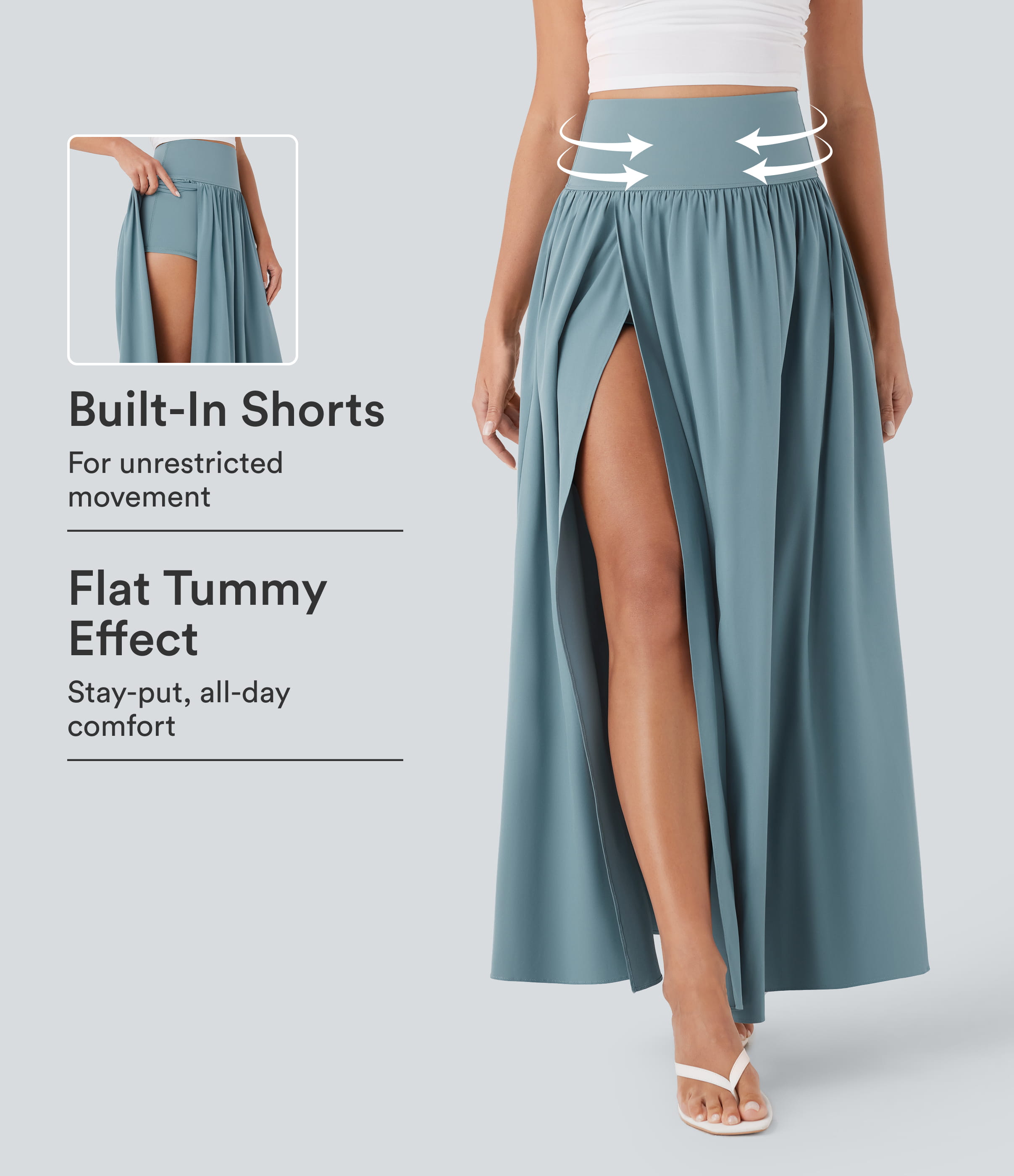 Breezeful™ High Waisted Tummy Control 2-in-1 Flowy Quick Dry Maxi Skirt