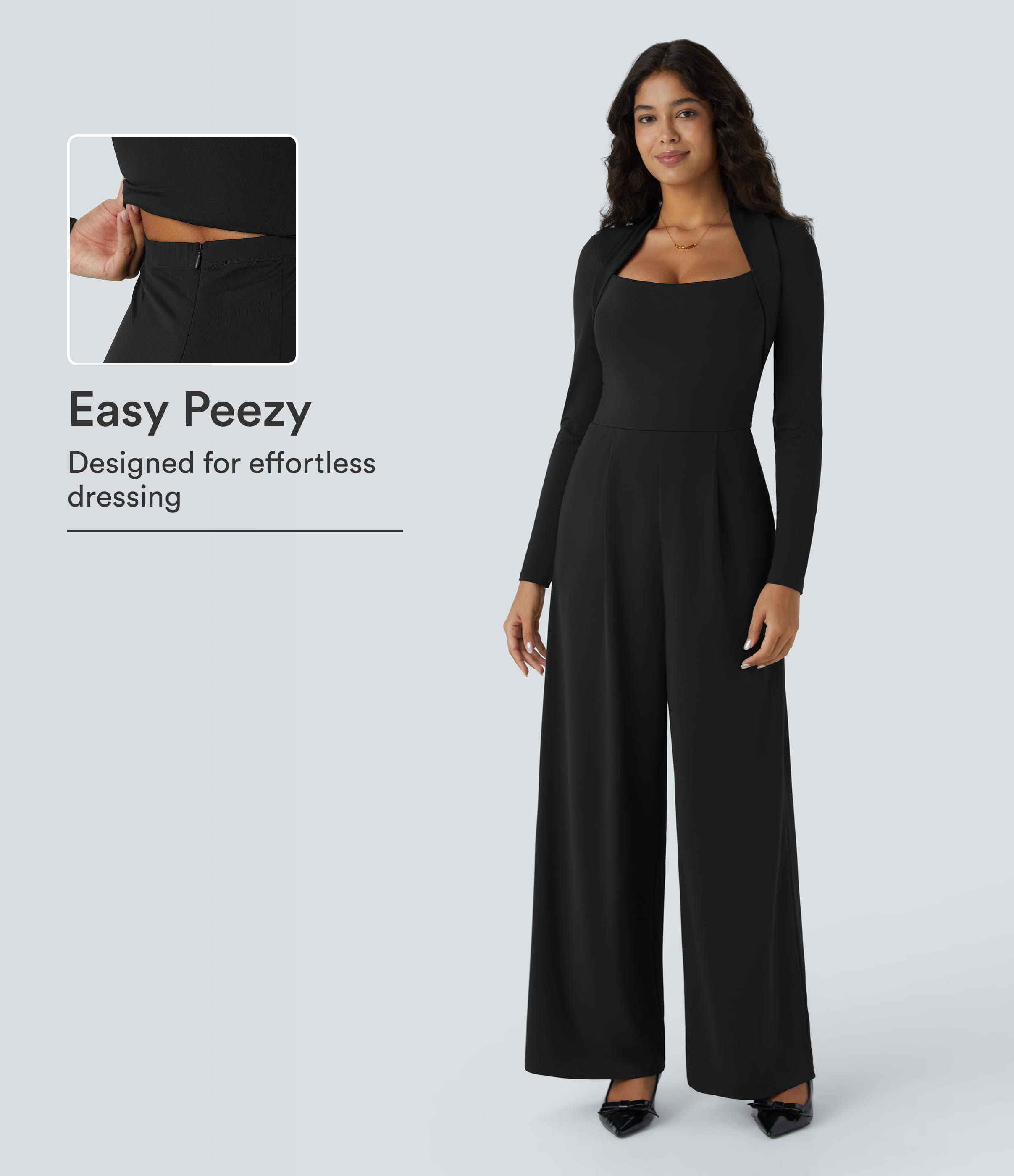 Long Sleeve Pocket Wide Leg Jumpsuit-Easy Peezy