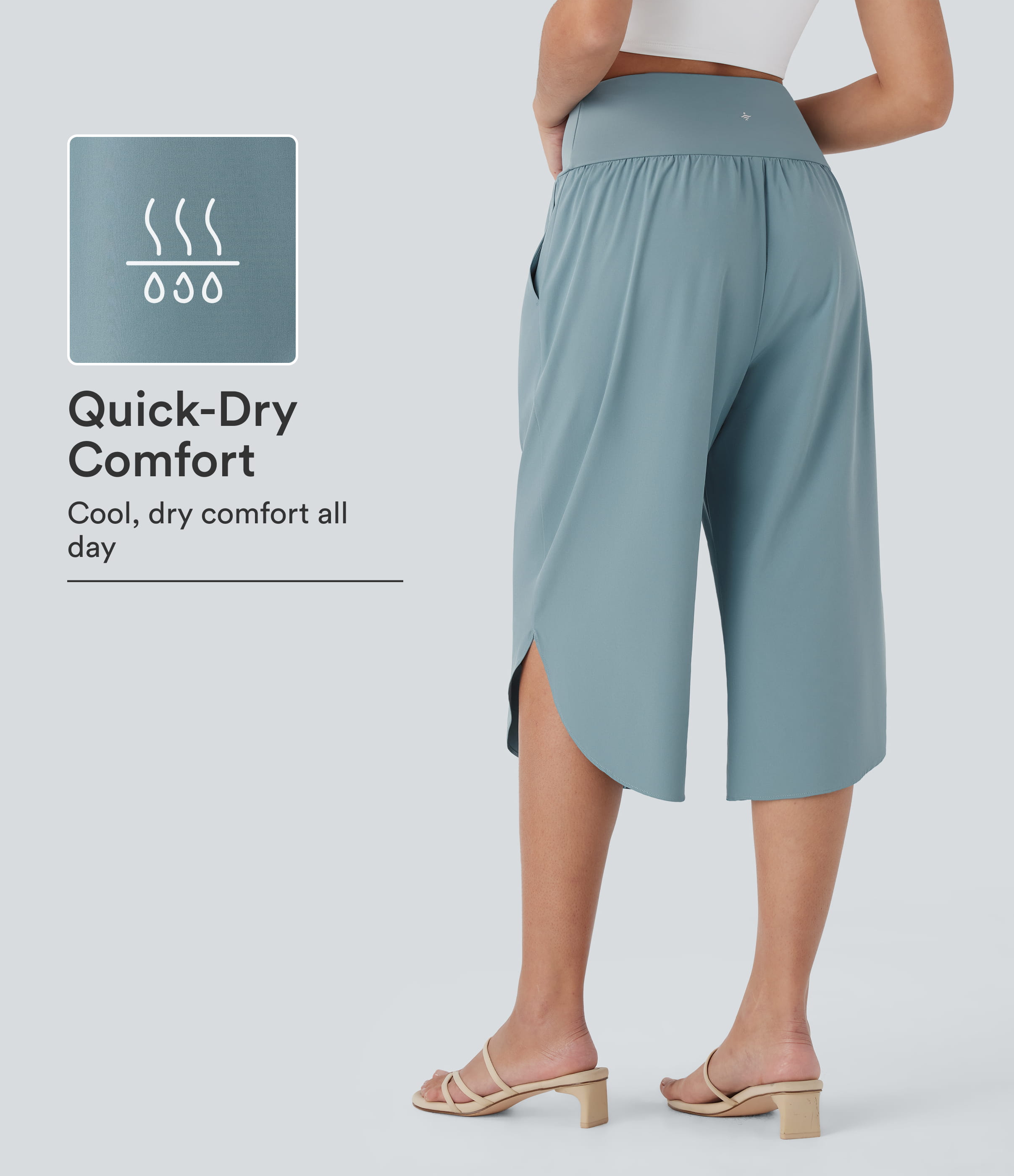 Breezeful™ High Waisted Crossover Pocket Quick Dry Capri Pants