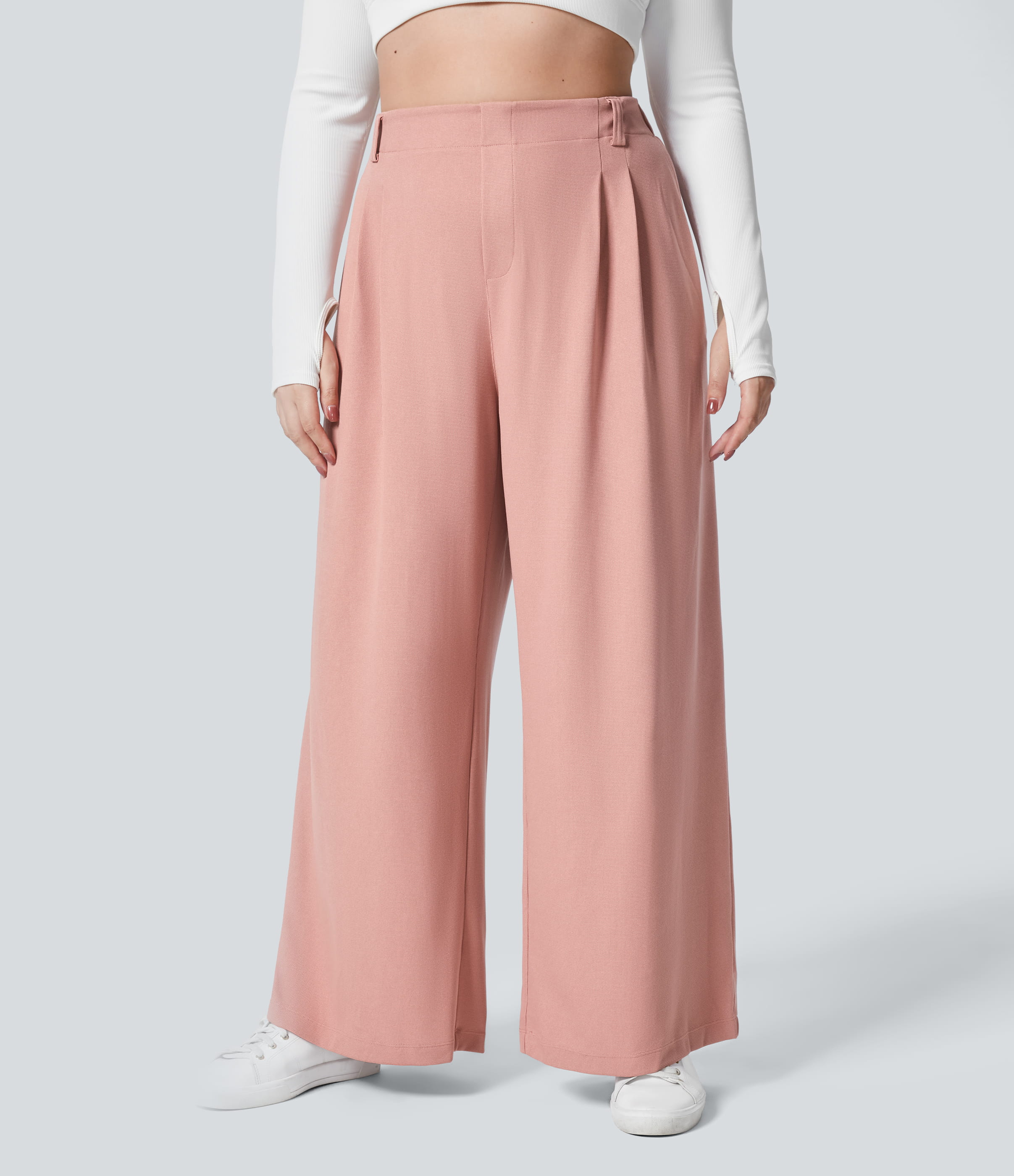 Halara Flex™ High Waisted Pocket Wide Leg Waffle Work Plus Size Pants