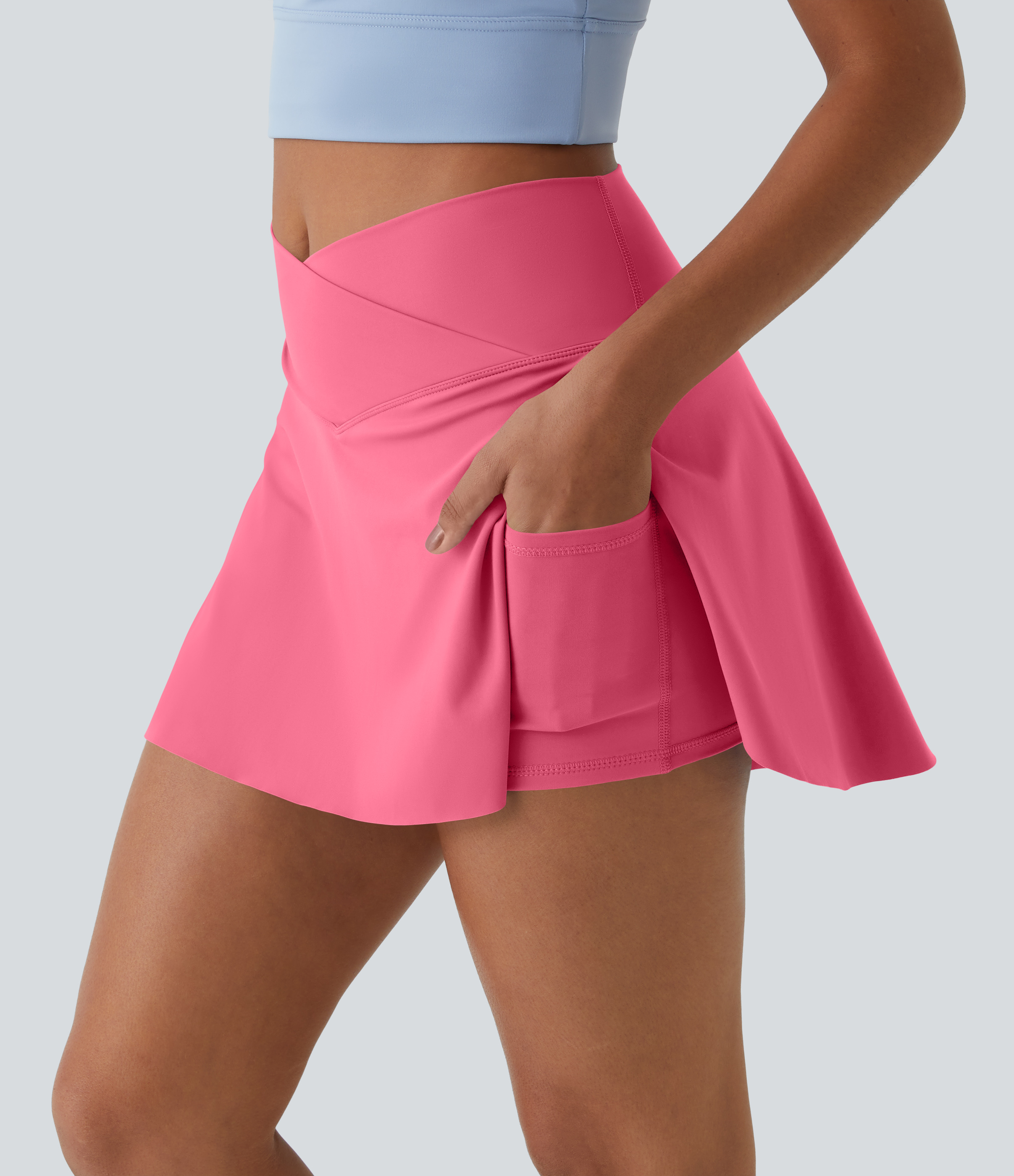 Everyday SoftlyZero™ Airy Crossover 2-in-1 Side Pocket Cool Touch Mini Tennis Skirt-Lucid-UPF50+
