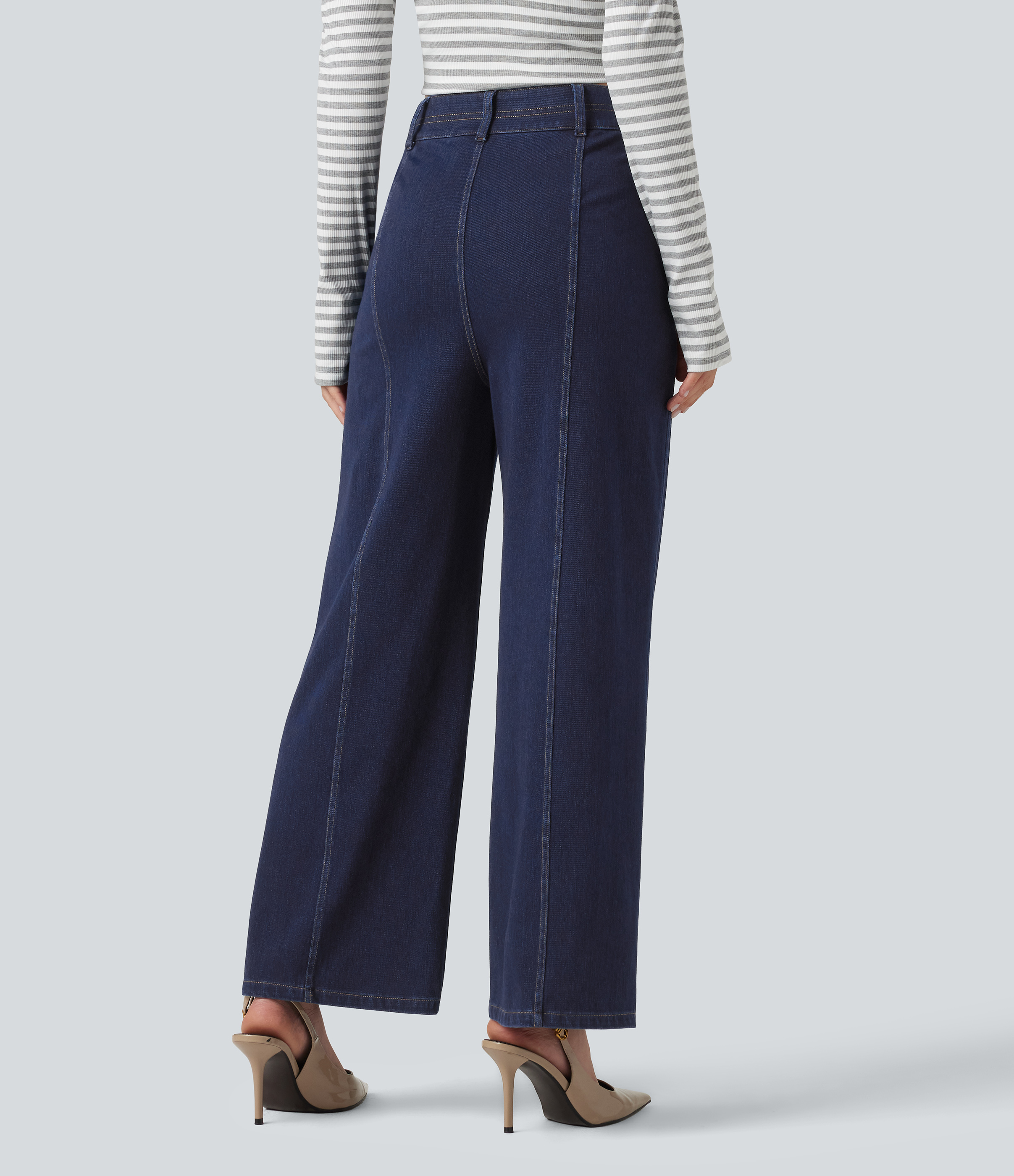 Inkling  Blue Denim Halara Flex™ High Waisted Wide Leg Casual Jeans with Pockets / 2