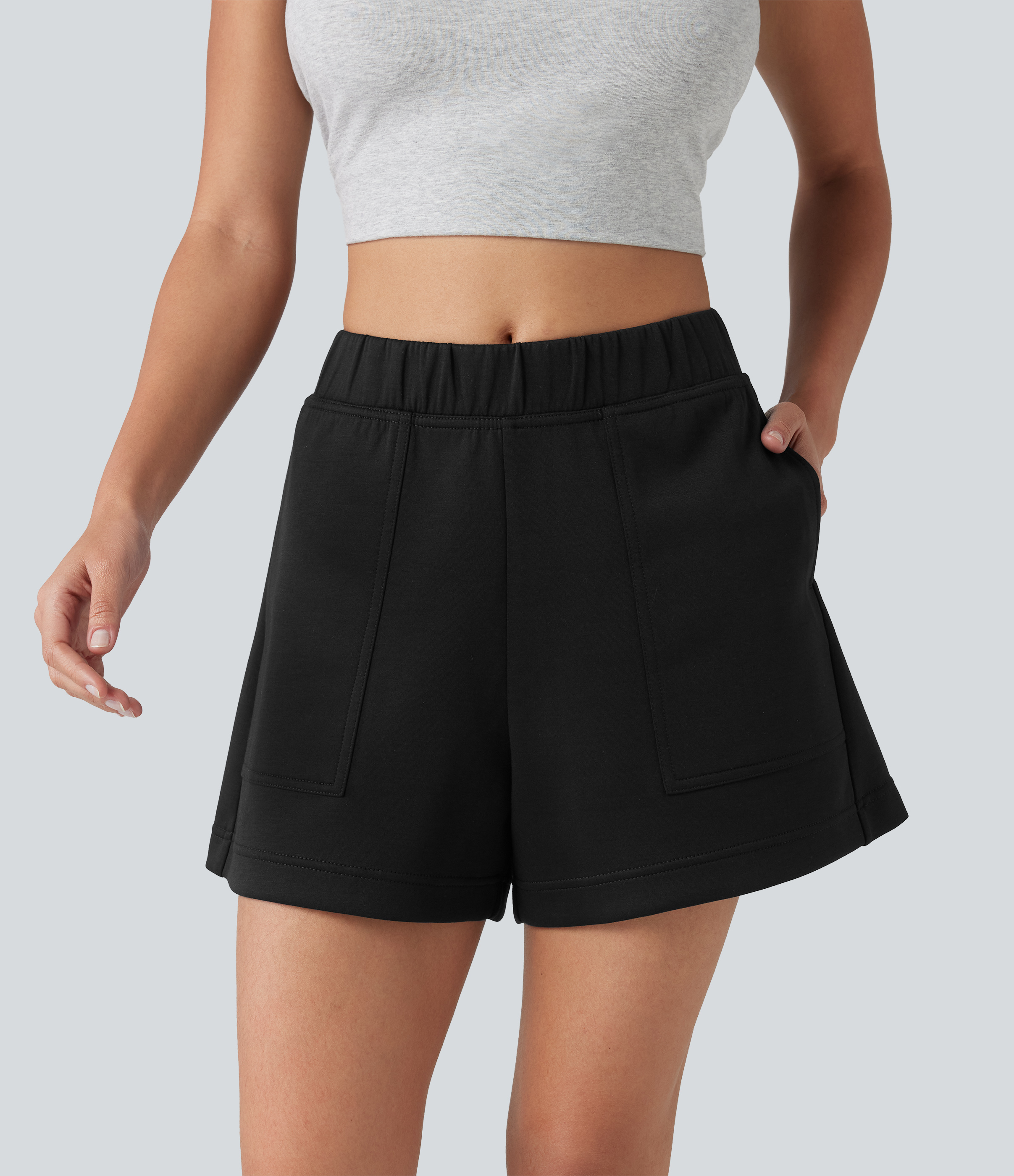 Halara Mid Rise A-line Dance Shorts with Pockets Gym Short - Black - XS(regular) booty shorts compression shorts yoga shorts