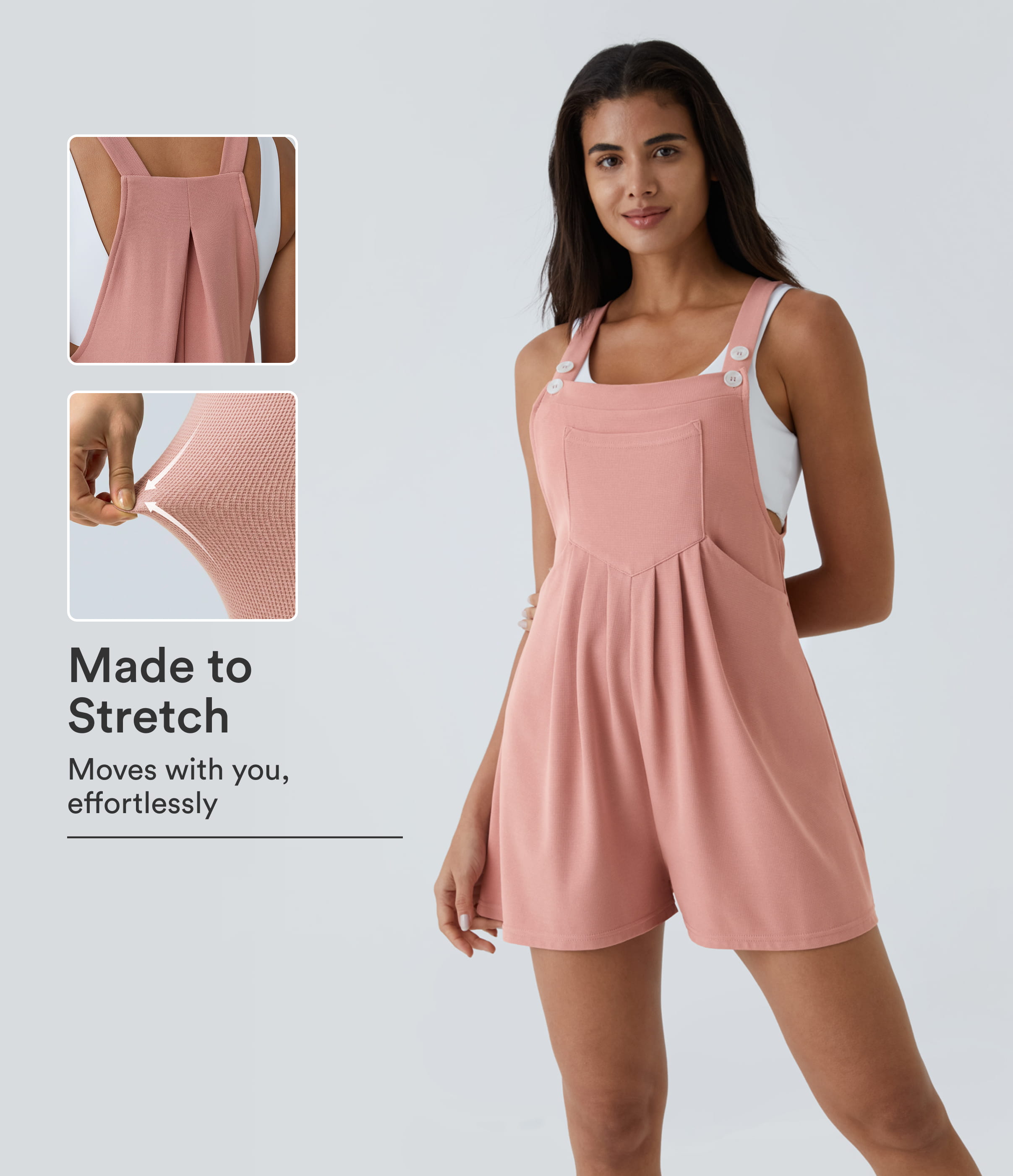 Mono botón correa ajustable bolsillos múltiples gofre plisado