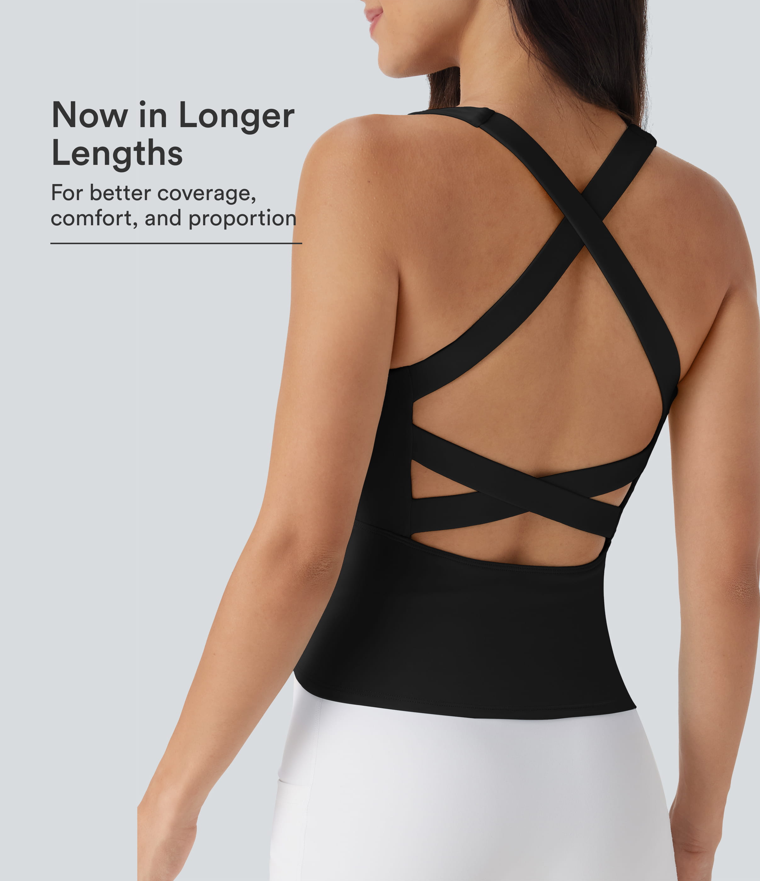 SoftlyZero™ Airy Square Neck Cropped Cool Touch Running Tank Top-Longer Length-UPF50+