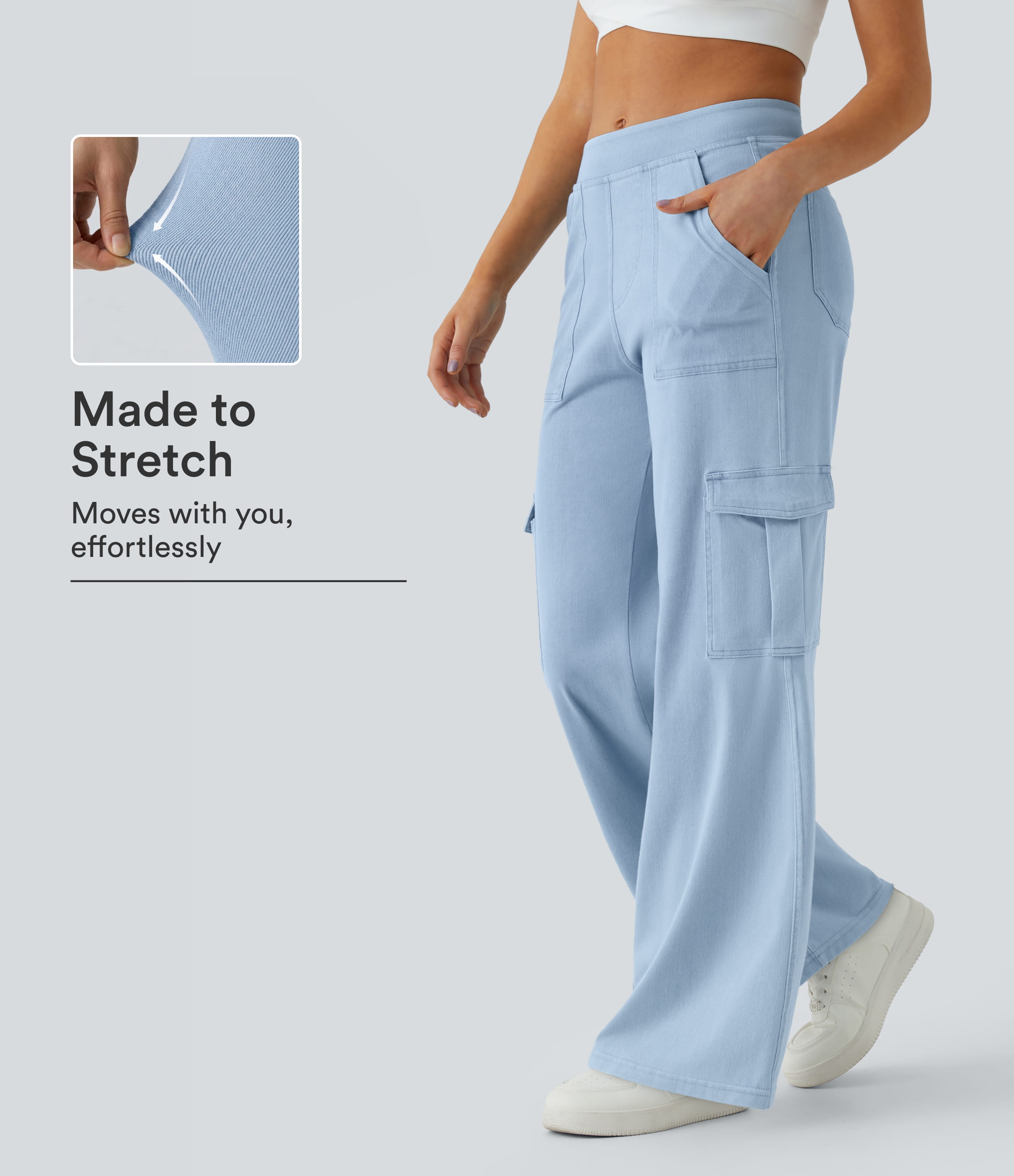 Halara Flex™ Mid Rise Pockets Straight Leg Casual Cargo Jeans