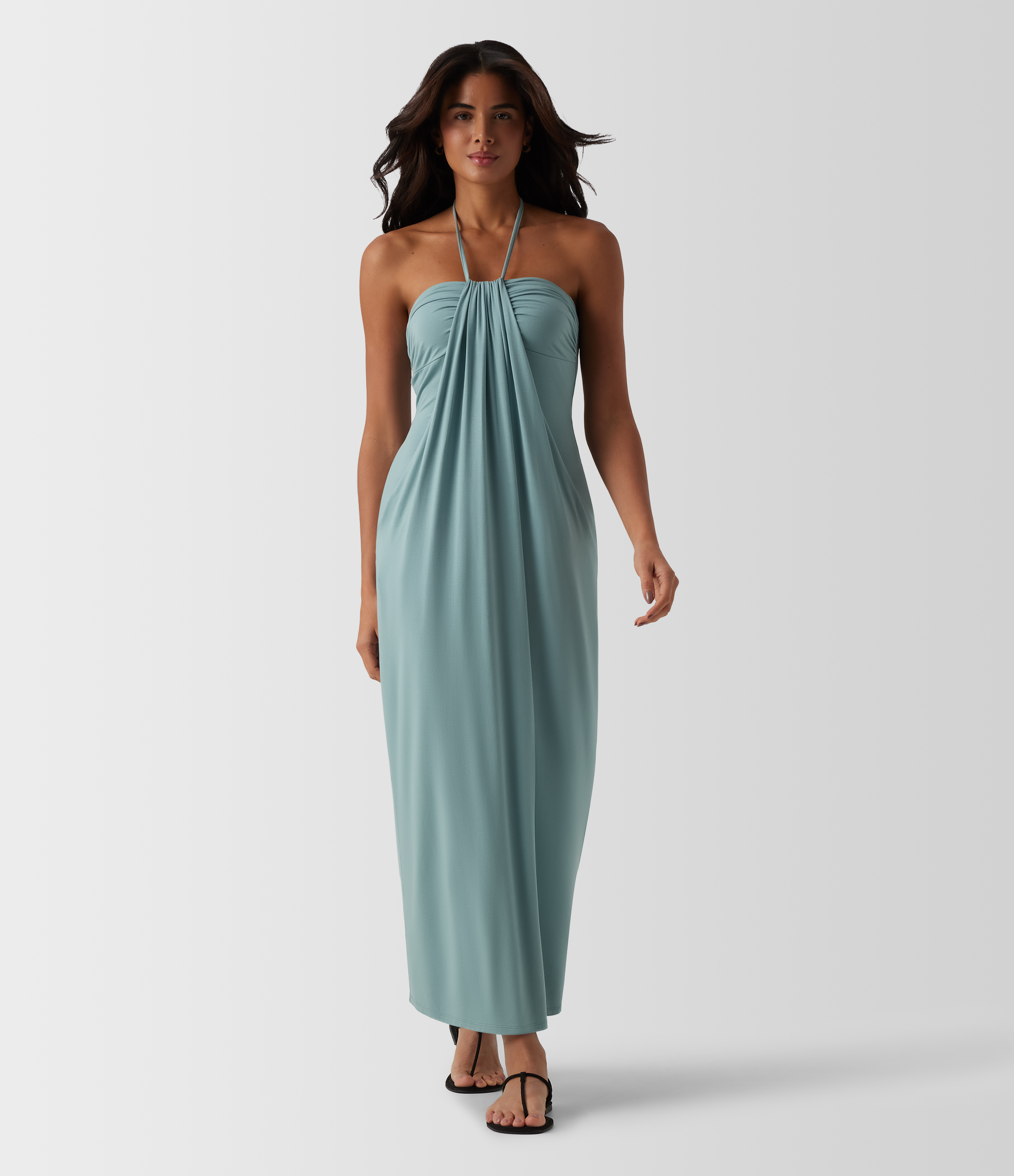 Halter Tie Back Maxi Dress with Pockets