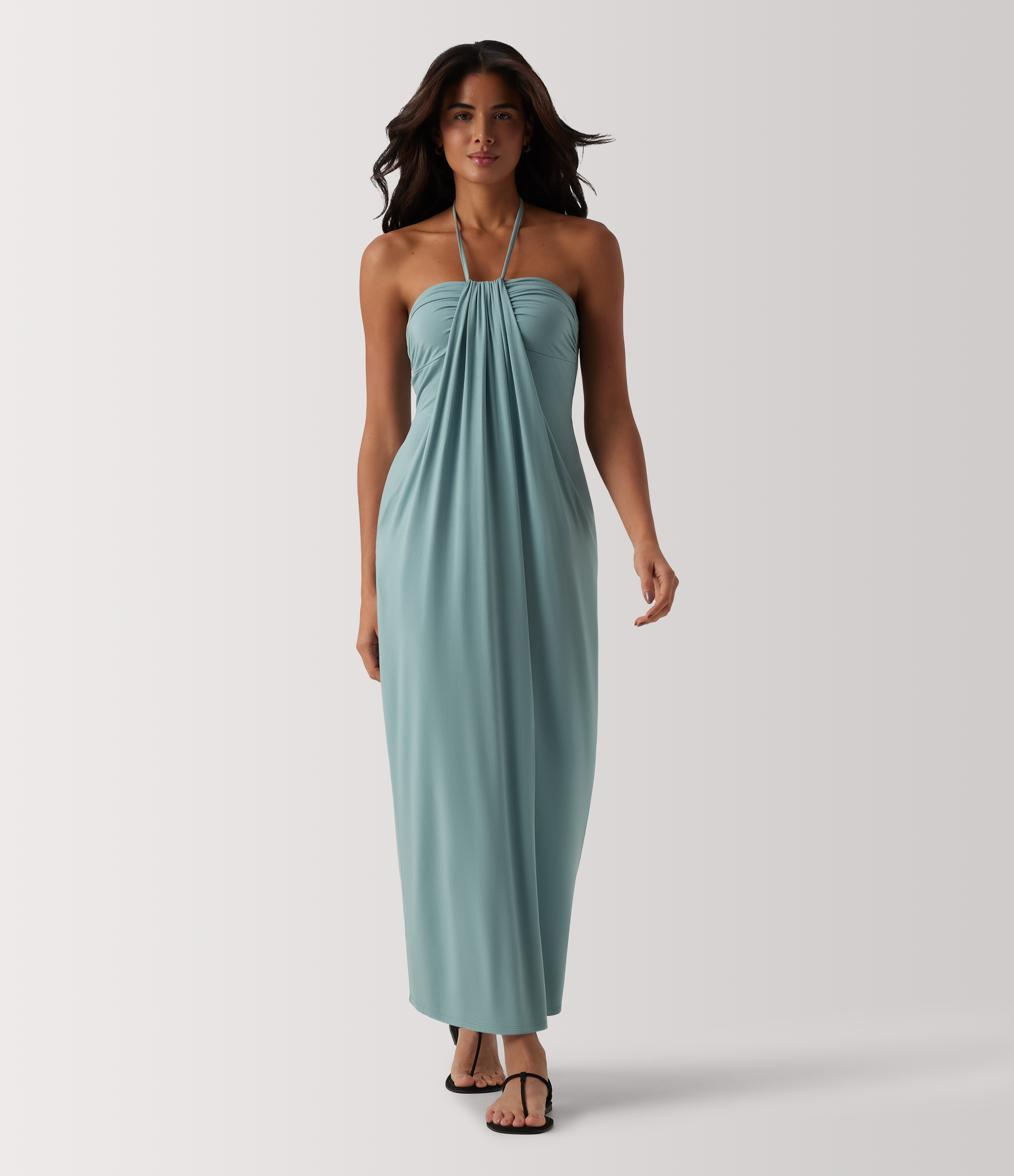 Halter Tie Back Maxi Dress with Pockets