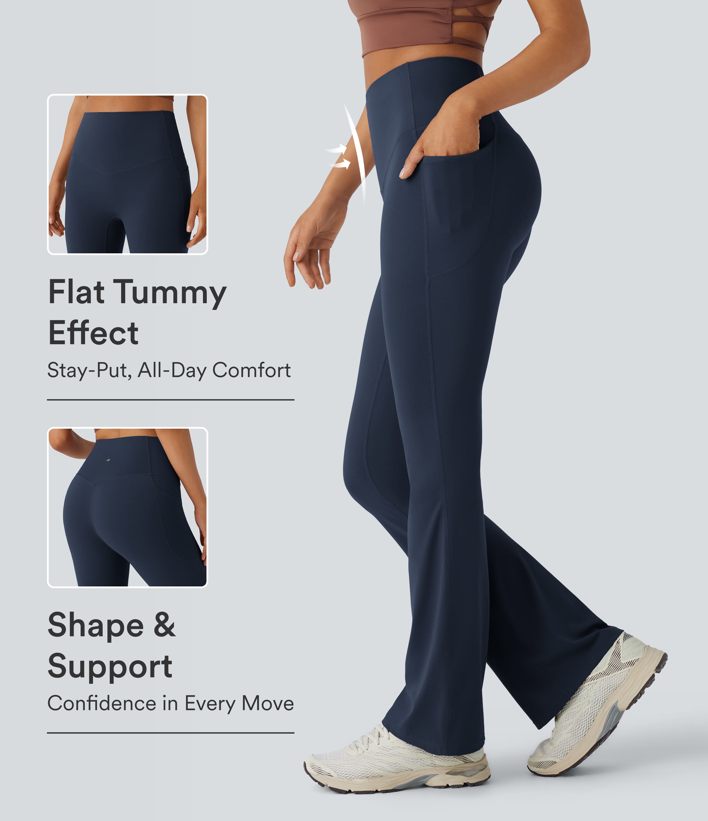Halara UltraSculpt™ High Waisted Tummy Control Pocket Shaping Yoga Bootcut Leggings