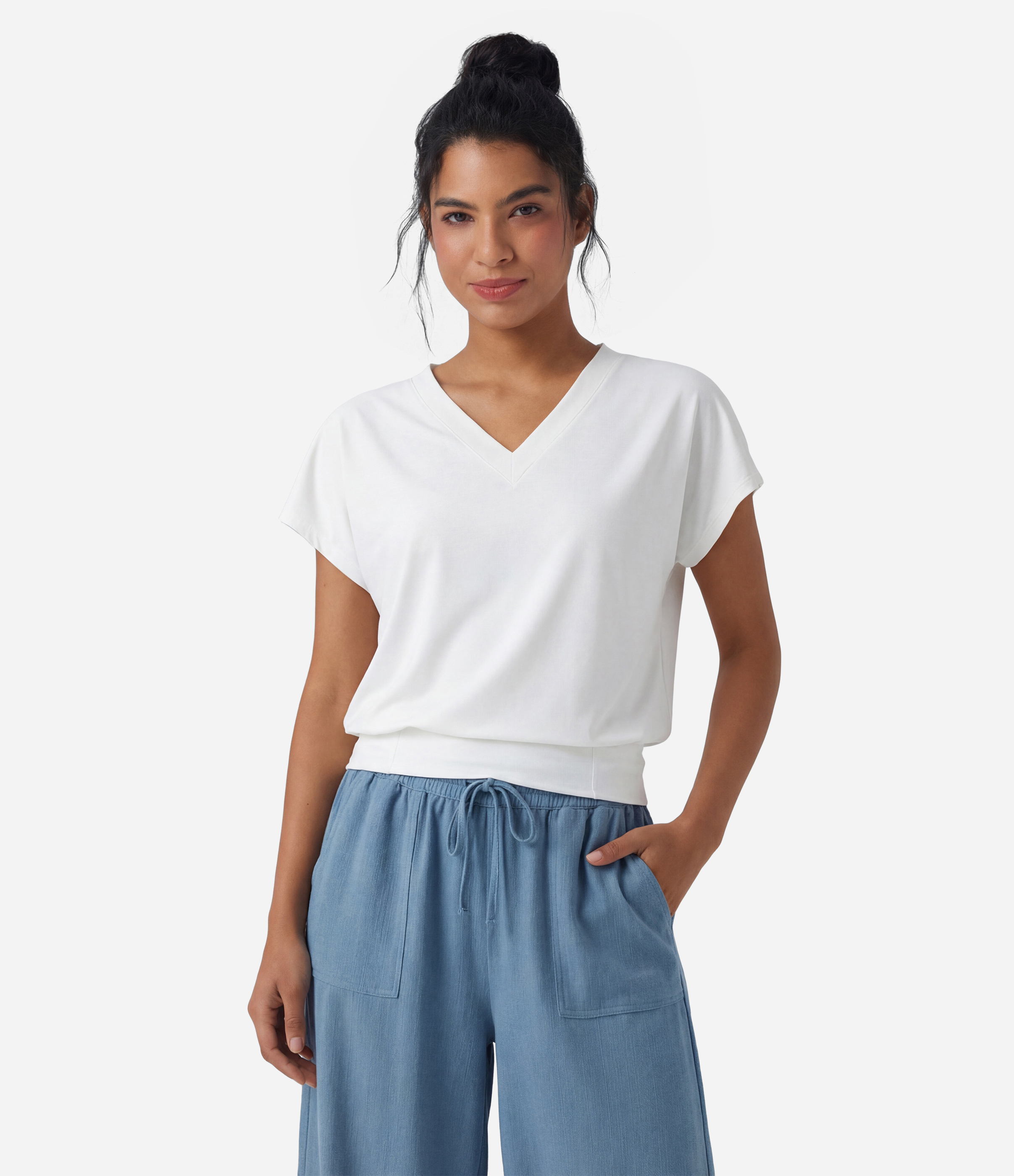 V Neck Short Sleeve Oversized Cool Touch Quick Dry Yoga Sports Top