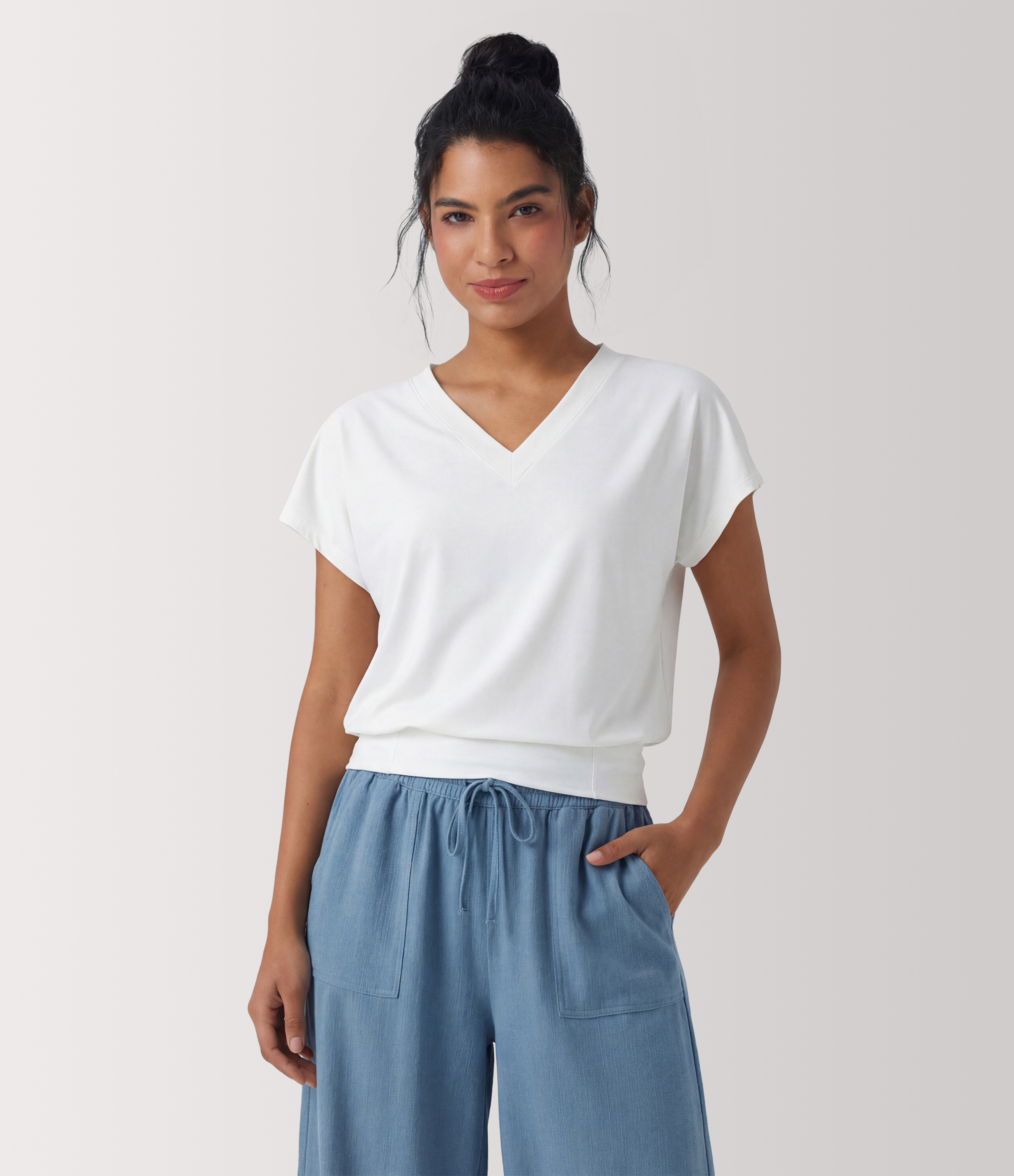 V Neck Short Sleeve Oversized Cool Touch Quick Dry Yoga Sports Top