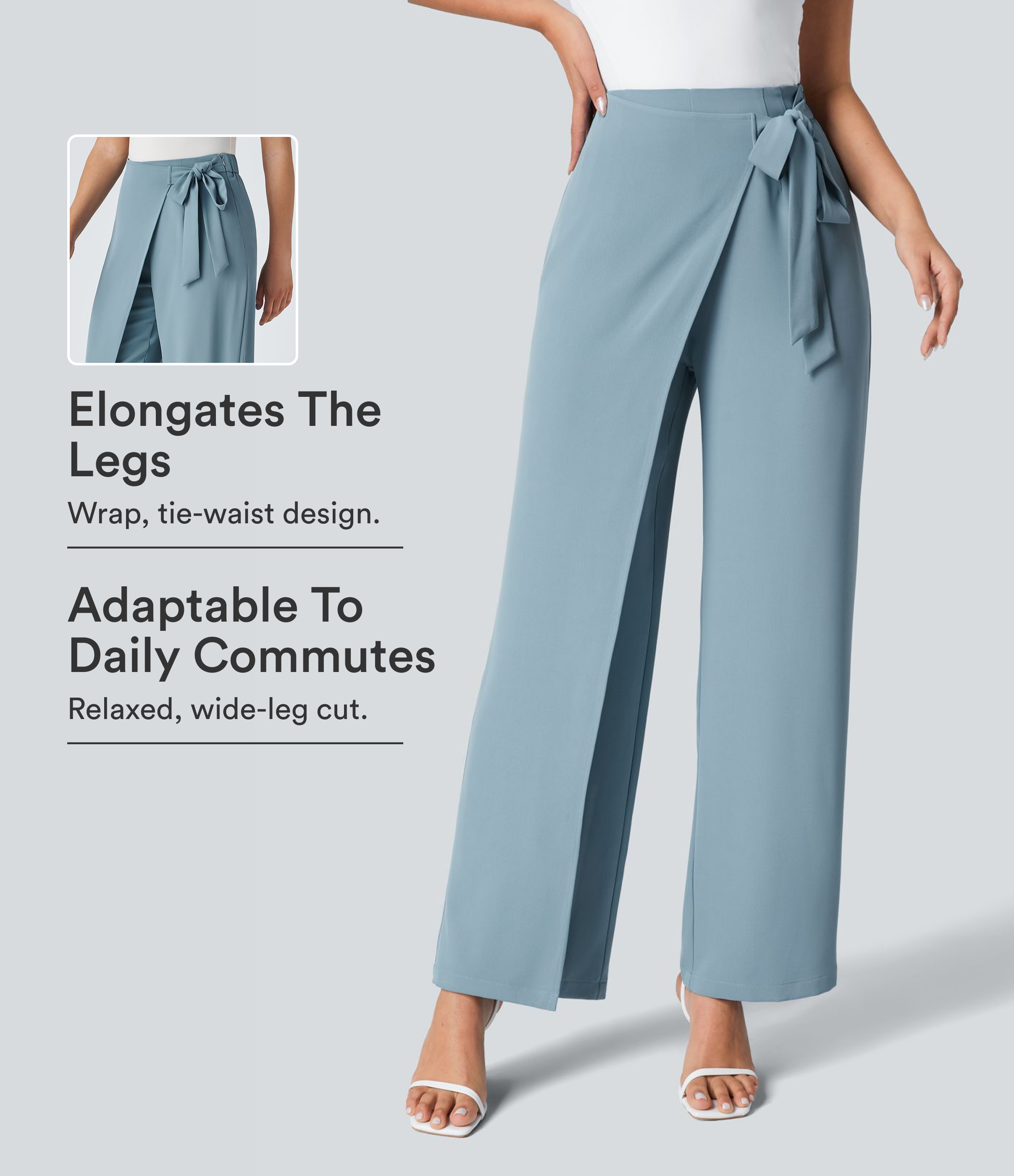 Halara Flex™ High Waisted Tie Side Wide Leg Work Pants