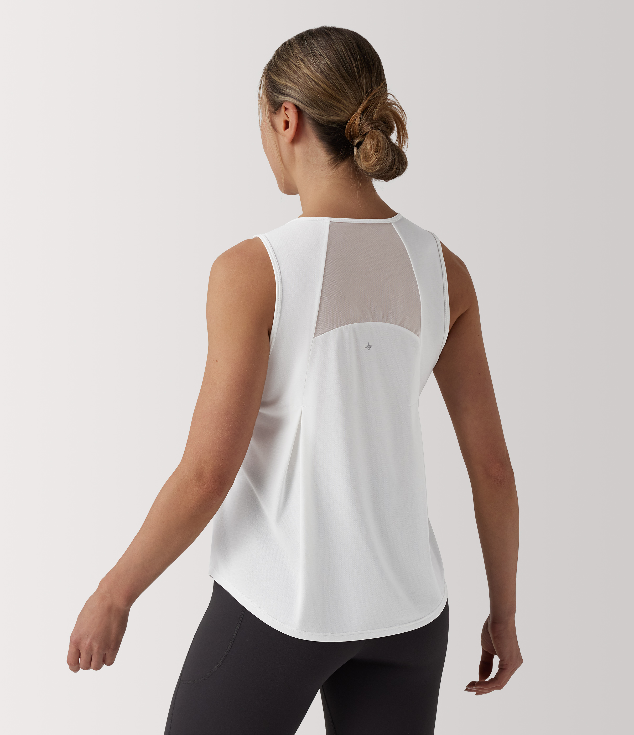 Contrast Mesh Curved Hem Running Tank Top