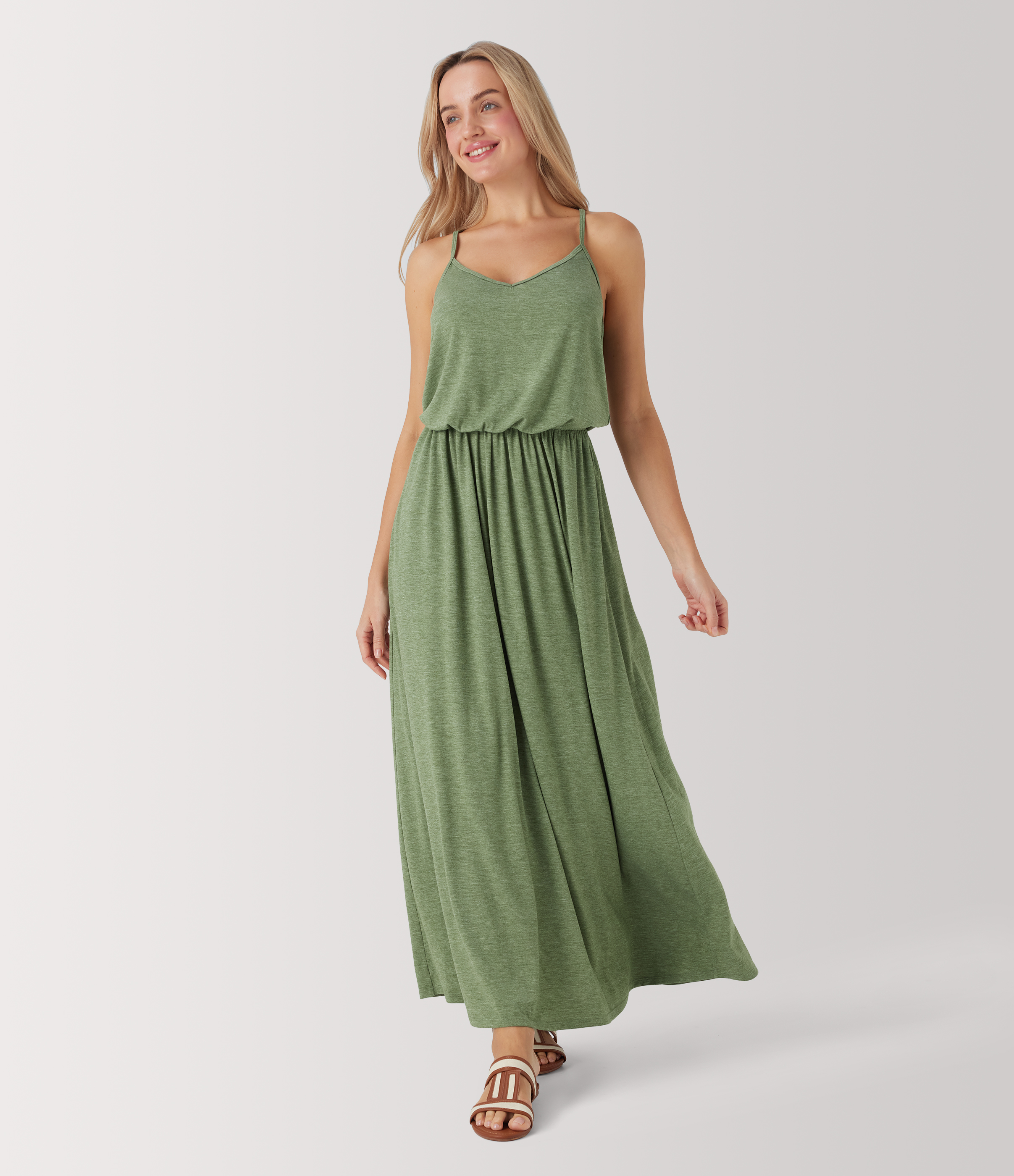 Maxi Flowy Slip Dress with Pockets