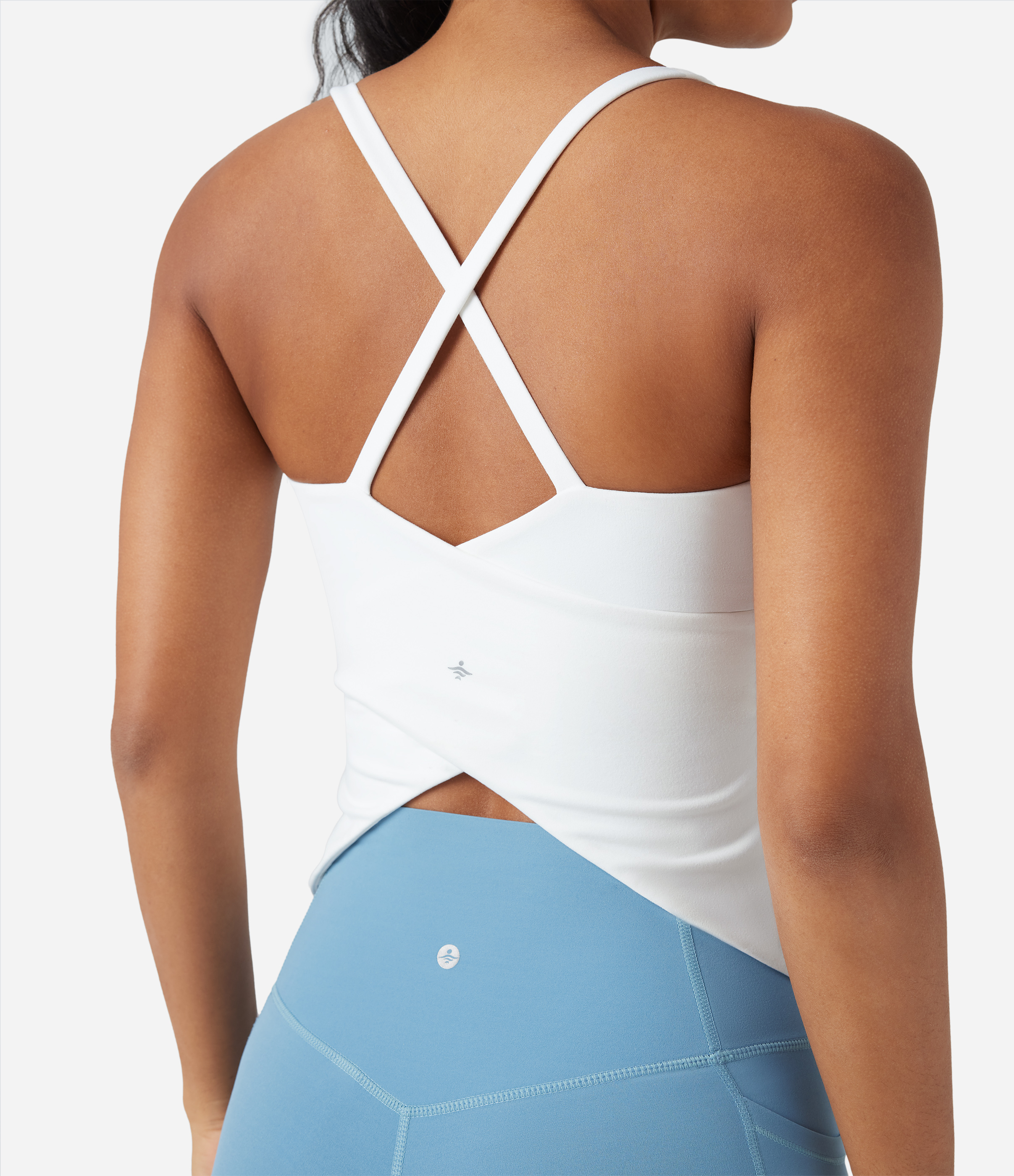 Scoop Neck Crisscross Back Crossover Hem Yoga Cami Top