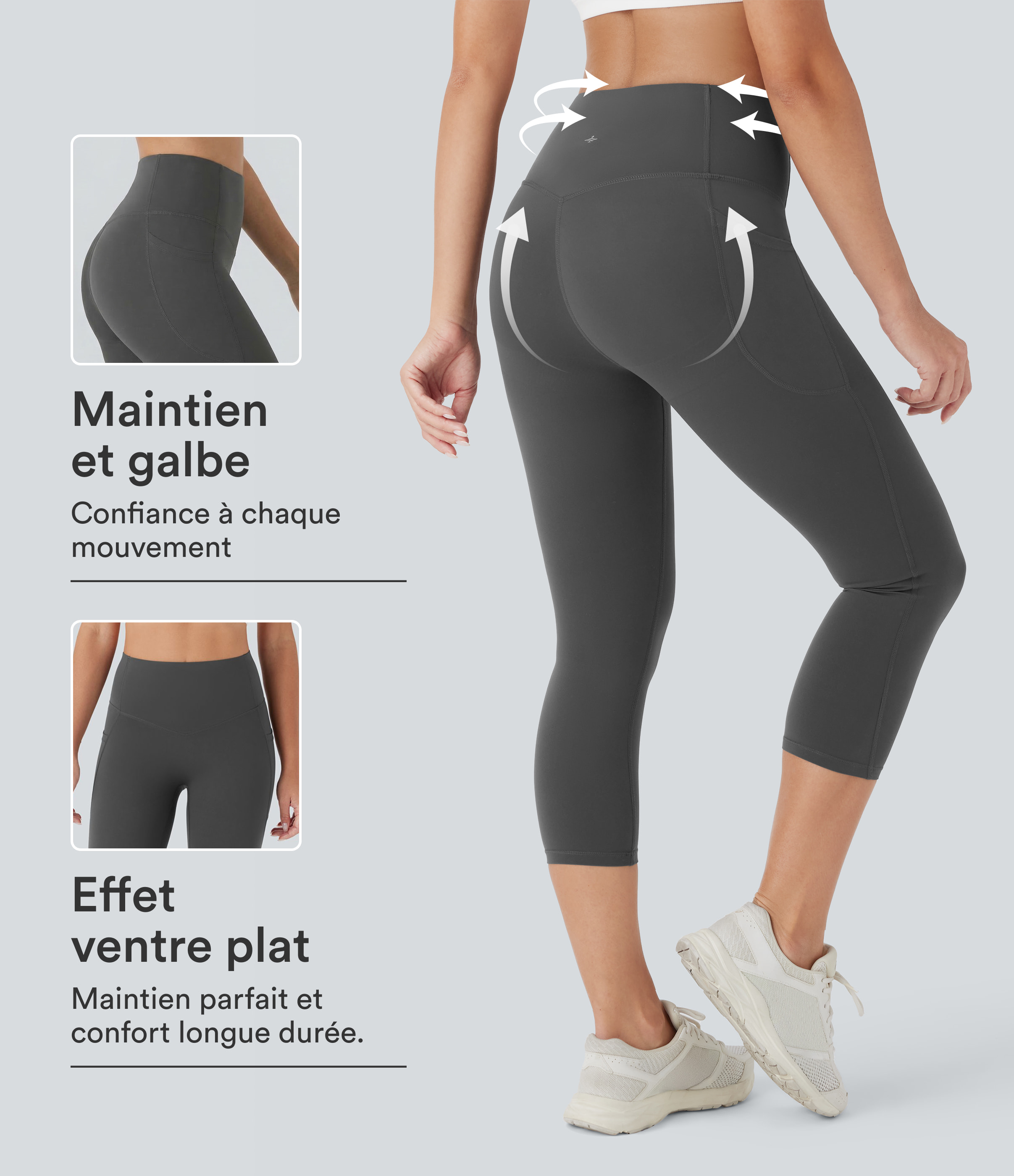 Legging corsaire d'entraînement gainant galbant taille haute avec poches Halara UltraSculpt™