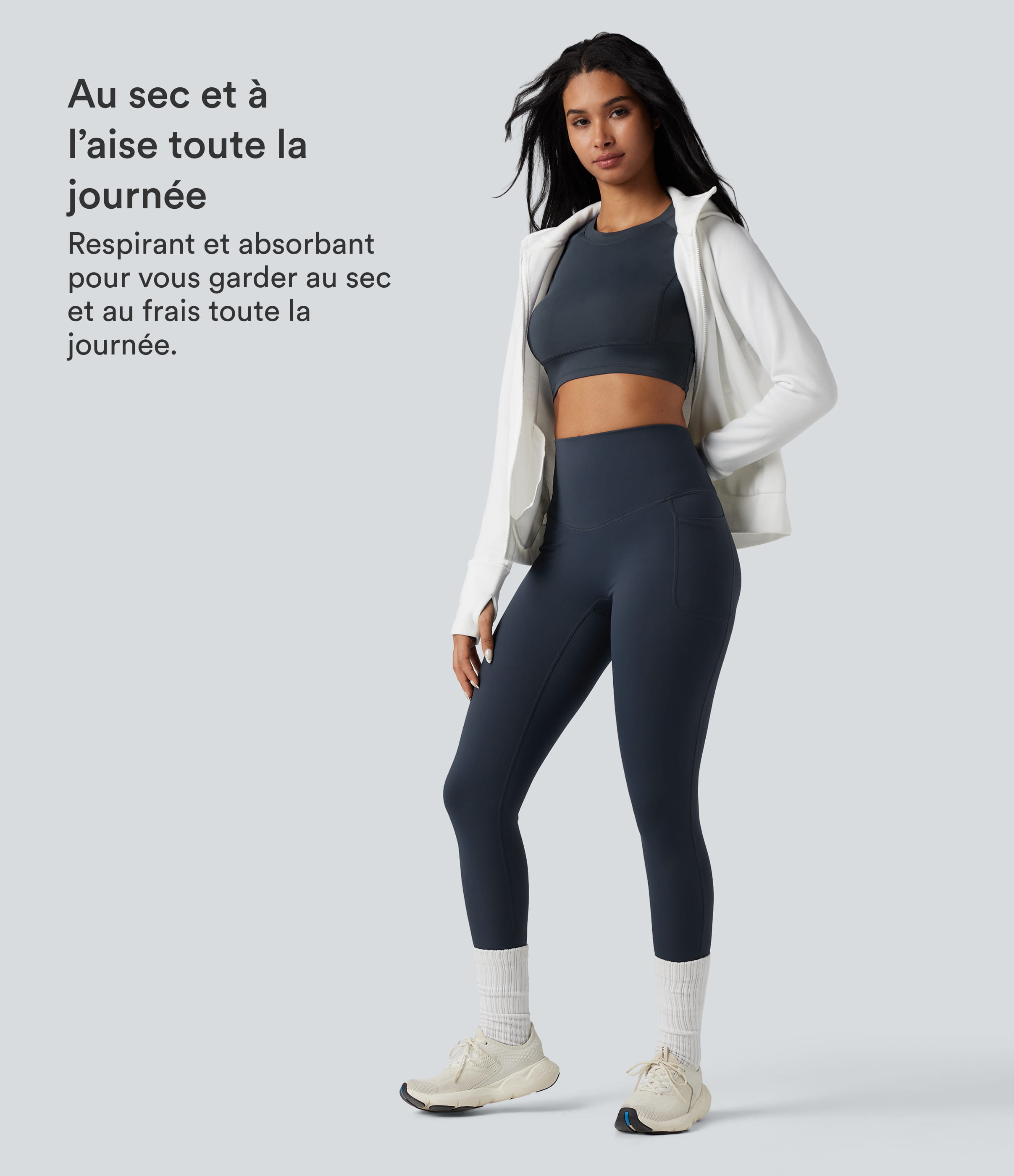 Blueberry Legging running polaire thermique gainant croisé dos taille haute Halara UltraSculpt™ Heat avec poches / 2