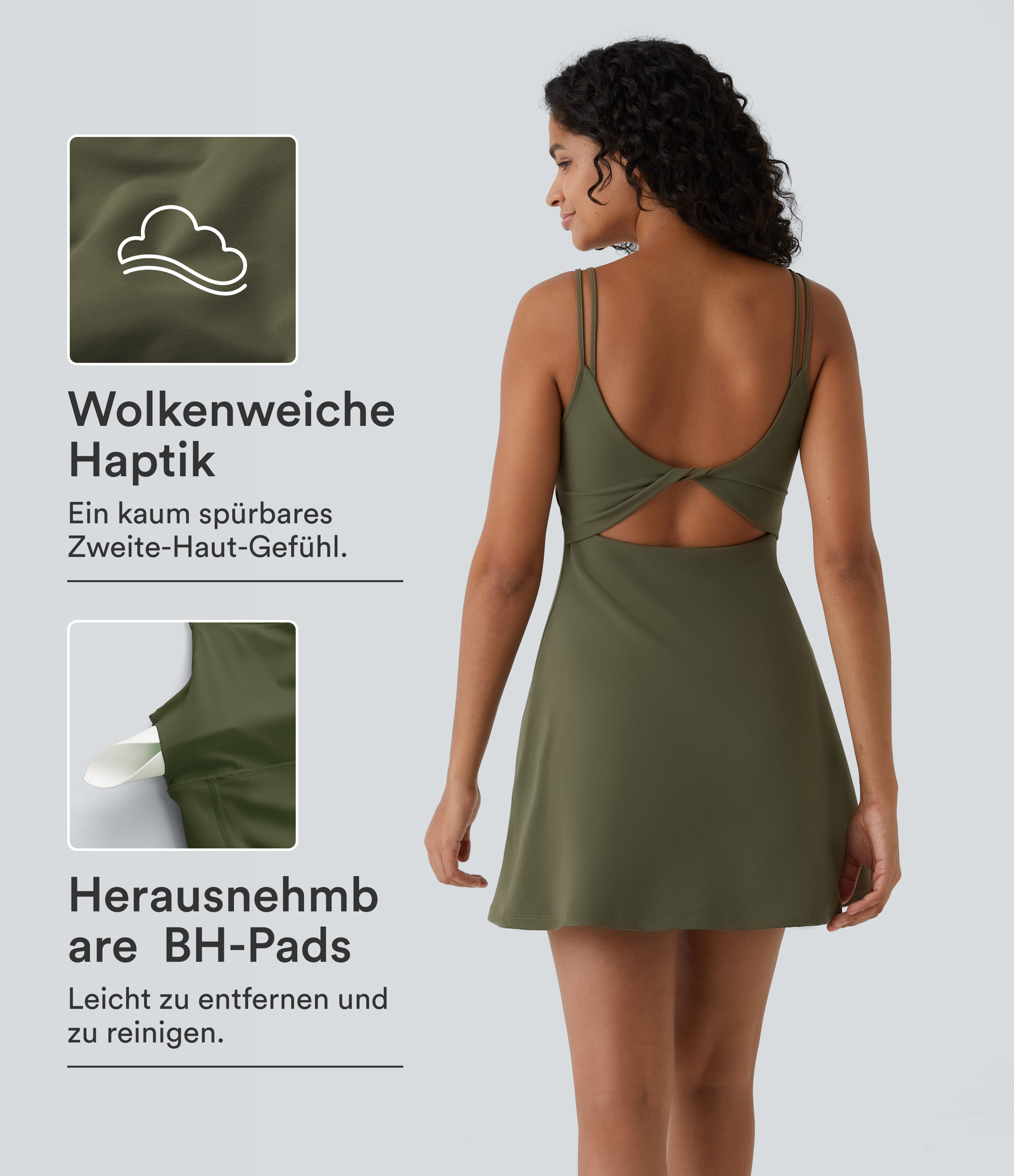 SoftlyZero™ Plush - 2-teiliges Tanzkleid mit Seitentaschen und doppelten Trägern - A-D Cups