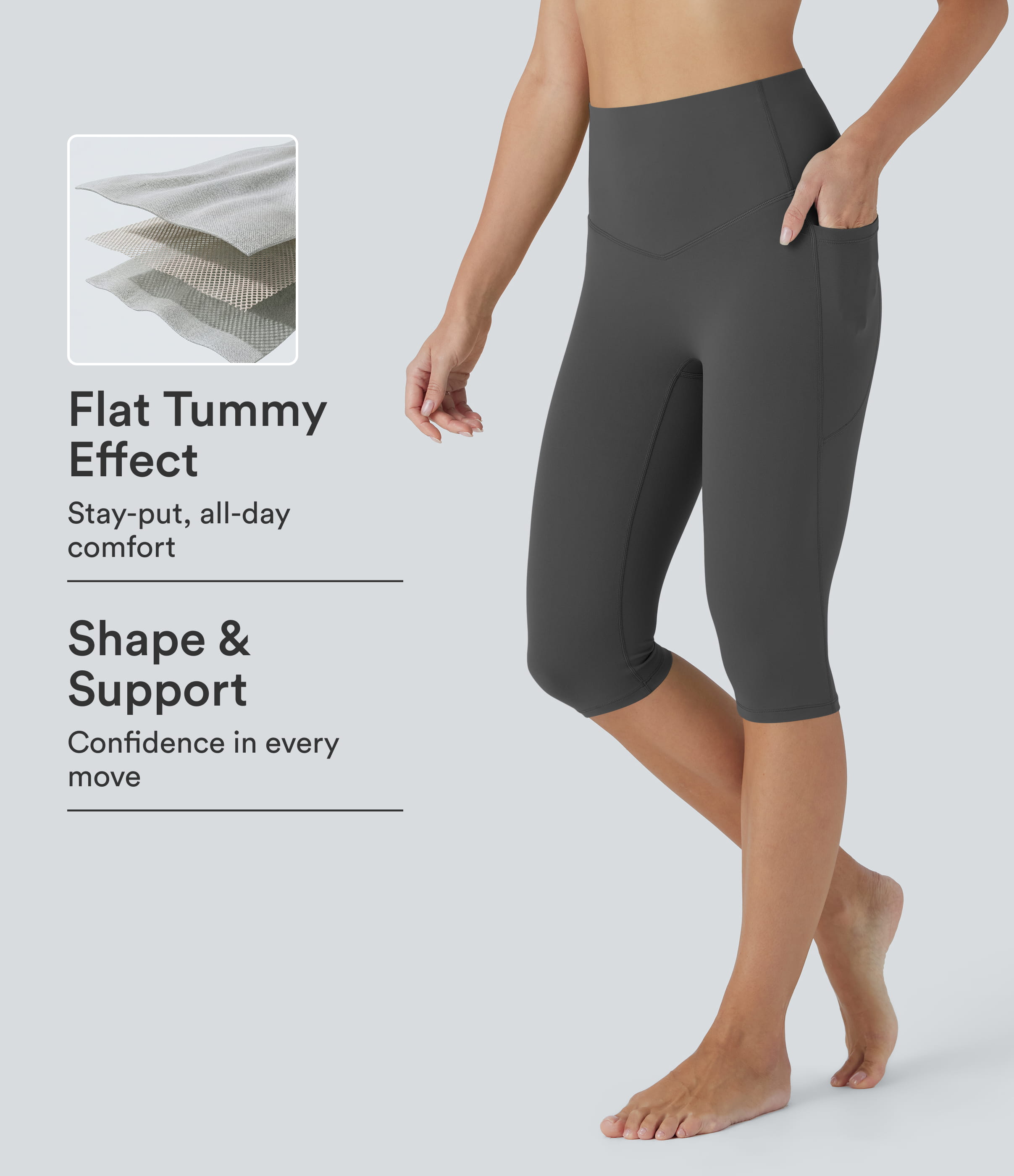 Halara UltraSculpt™ High Waisted Tummy Control Pedal Pusher Yoga Leggings with Pockets