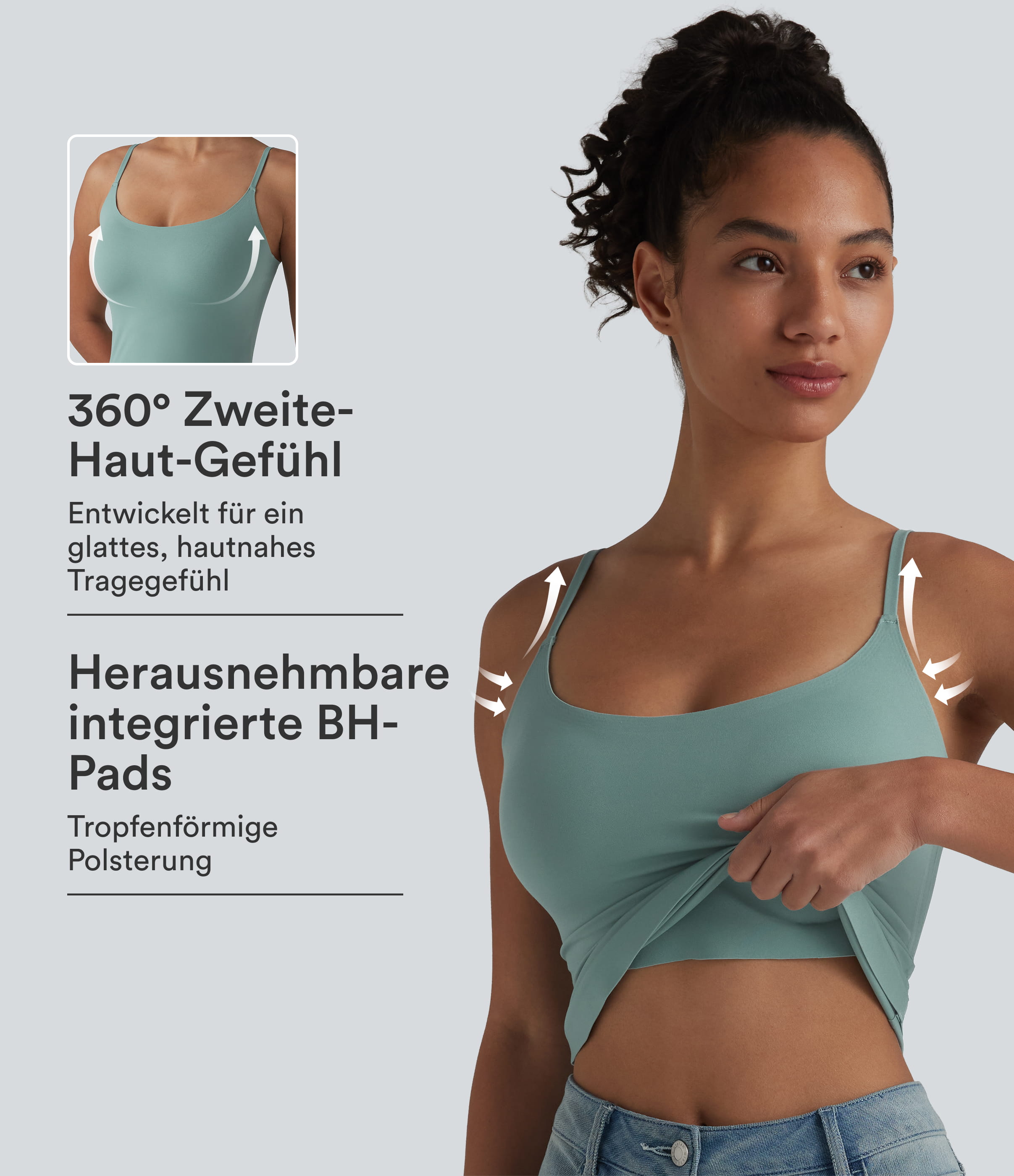 Lässiges Tanktop mit Rundhalsausschnitt und integriertem BH - B-E Cups