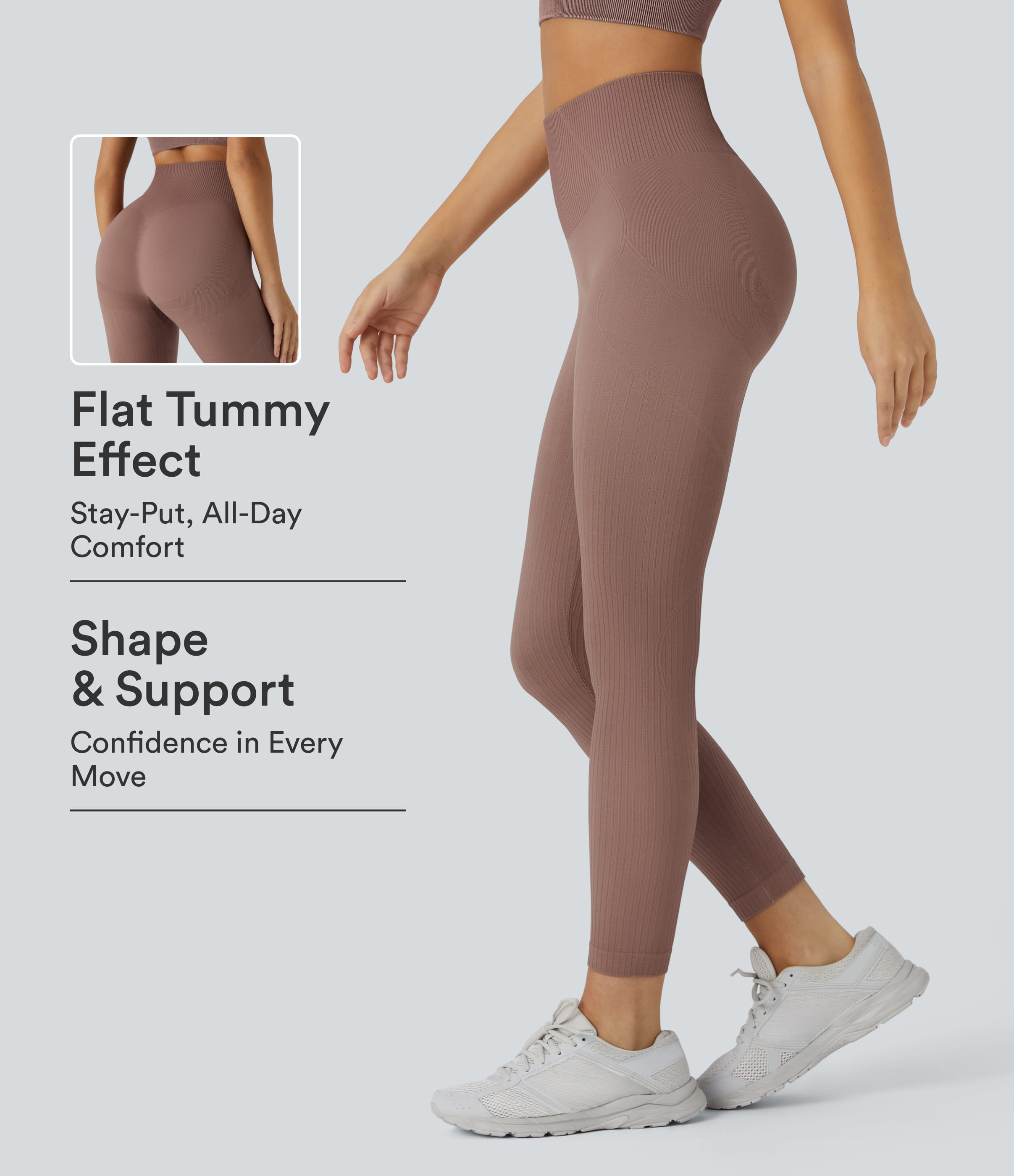 Soft OneForm Seamless Flow Ribbed High Waisted Tummy Control Butt Lifting Training Leggings