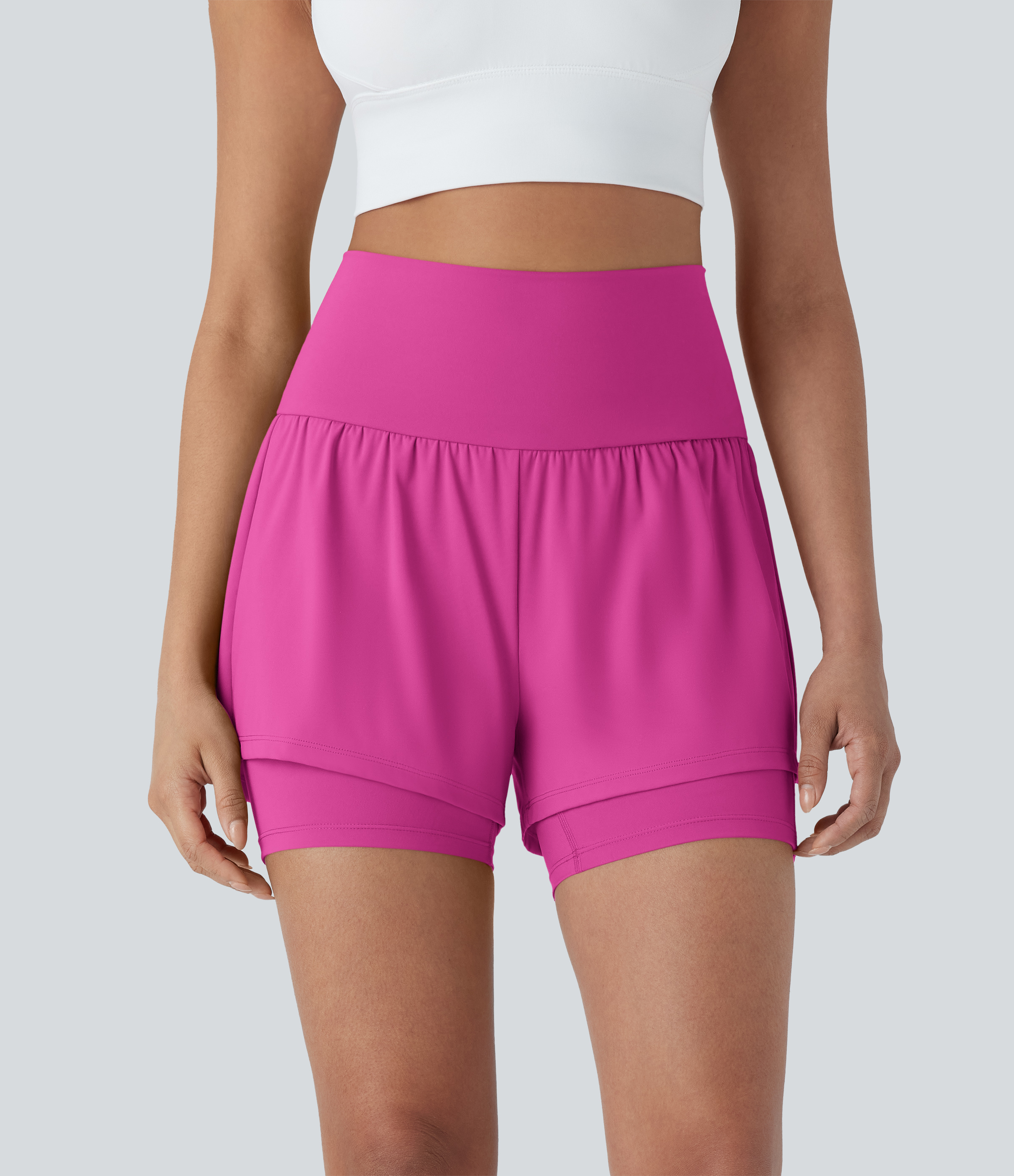 SoftlyZero™ Luftige Super Hohe Taille 2-in-1 Kühl-Touch Yoga-Shorts 5'' mit Taschen