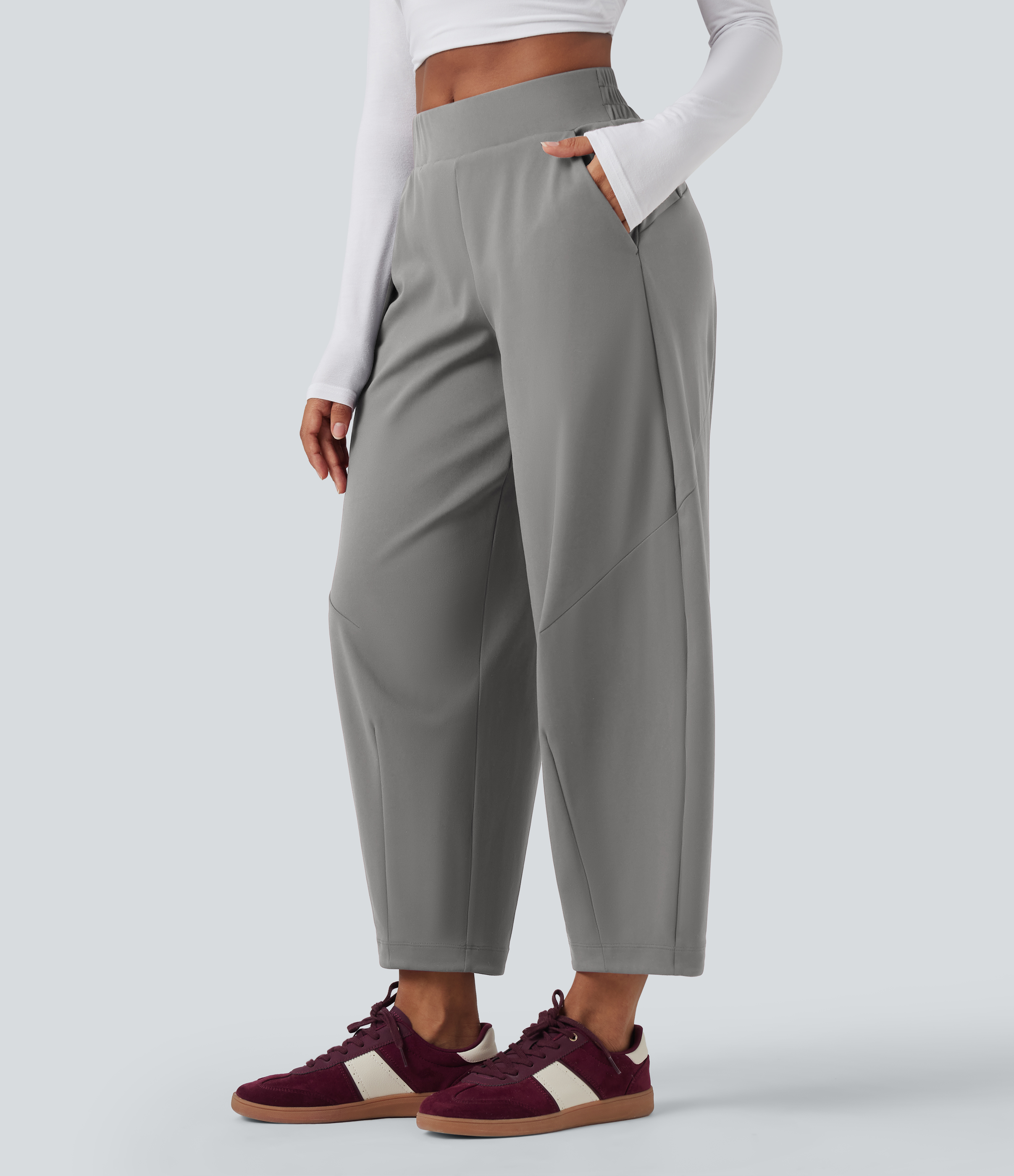 Women's DayStretch Mid Rise Casual Barrel Leg 7/8 Trousers with